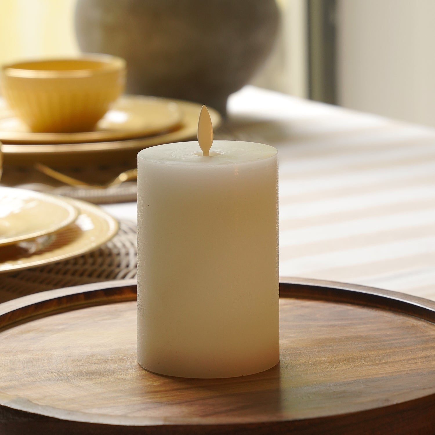Ivory Flickering Flameless LED Taper Candle - Large