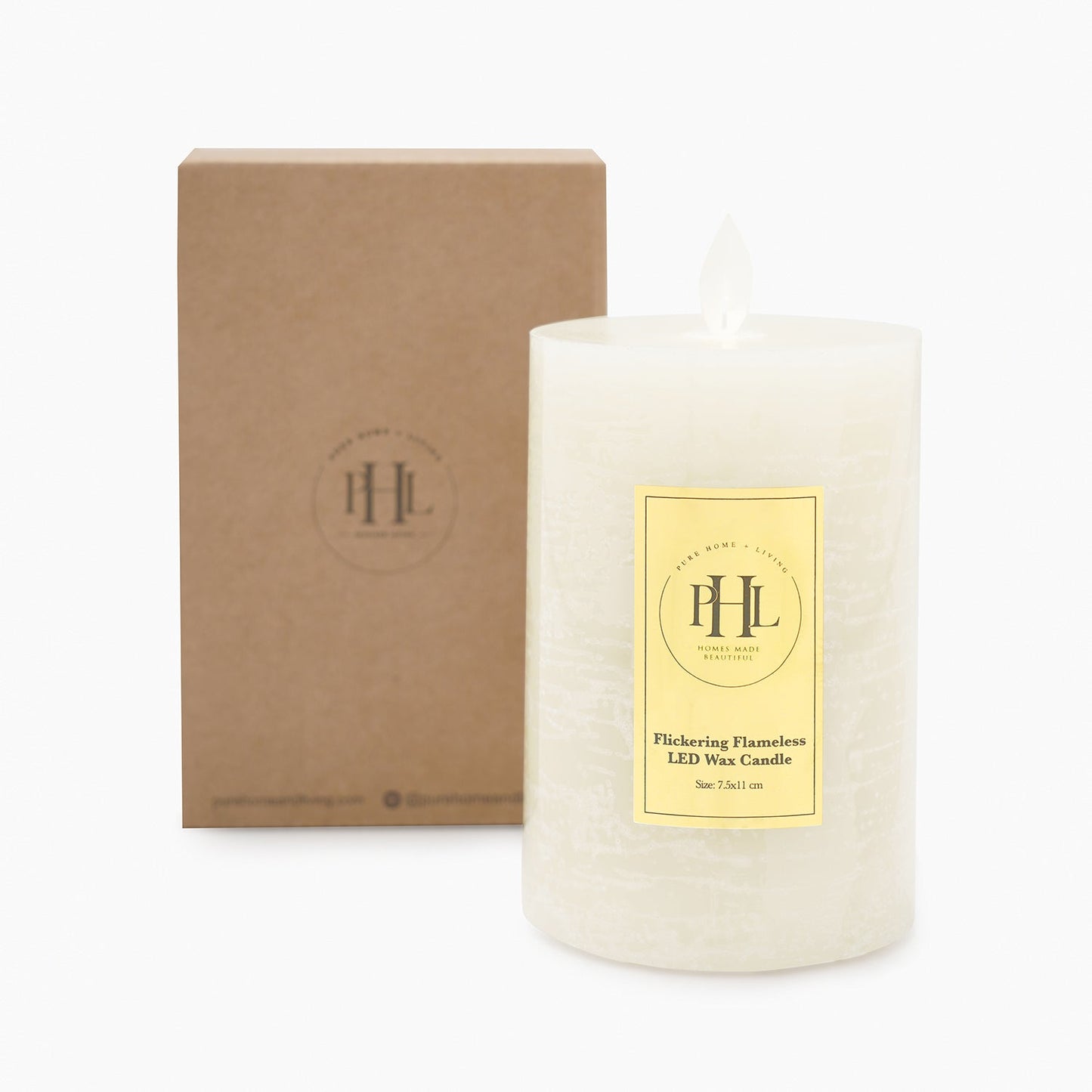 Grey LED Flickering Flame Candle - Large
