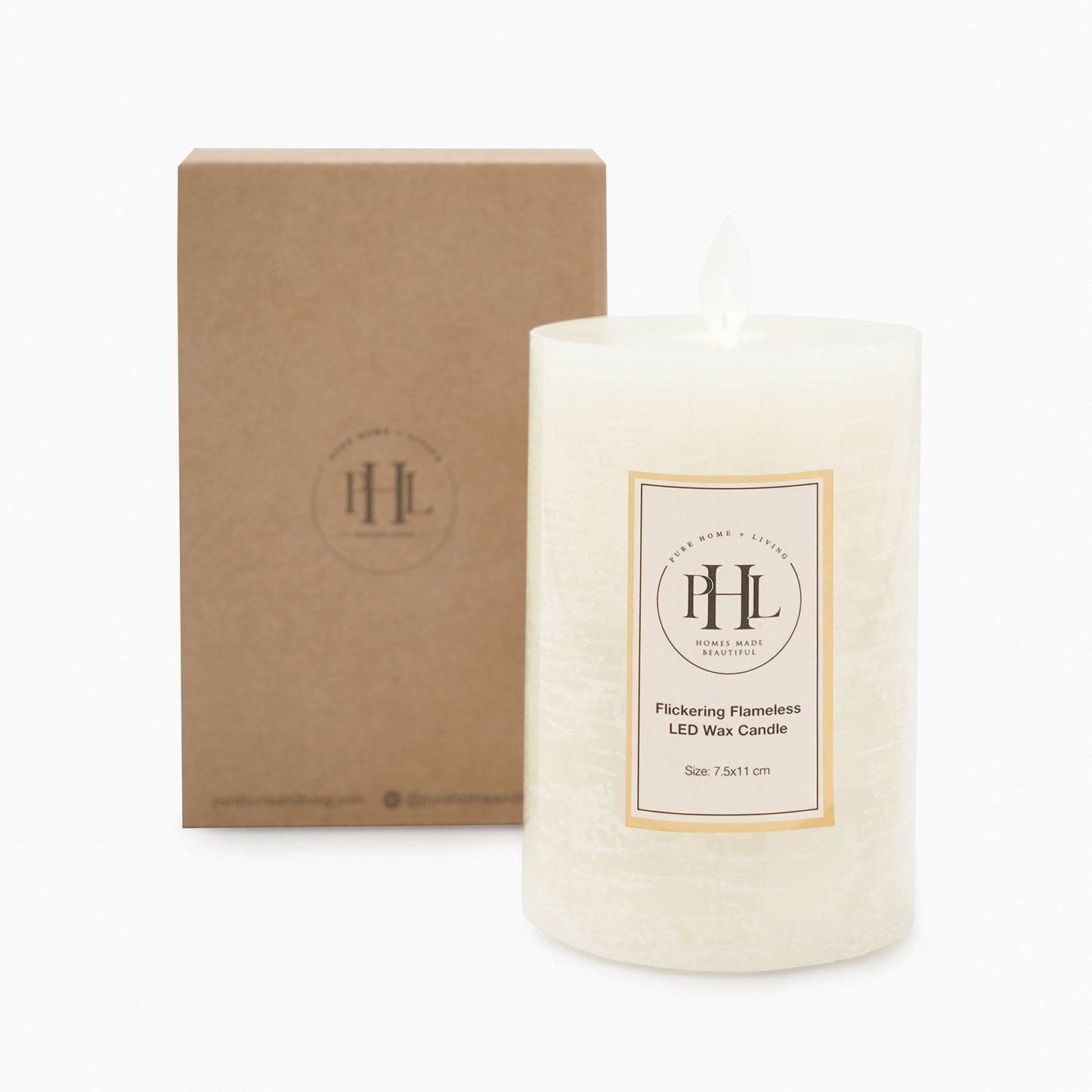 Ivory Flickering Flameless LED Taper Candle - Large