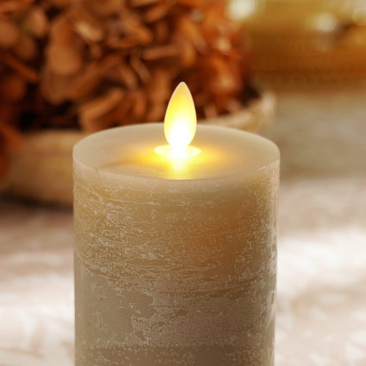 Grey LED Flickering Flame Candle - Large
