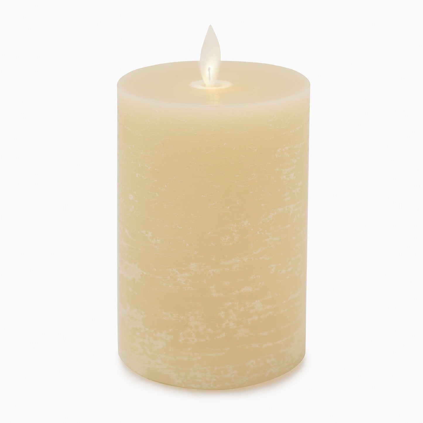 Beige LED Flickering Flame Wax Candle - Large