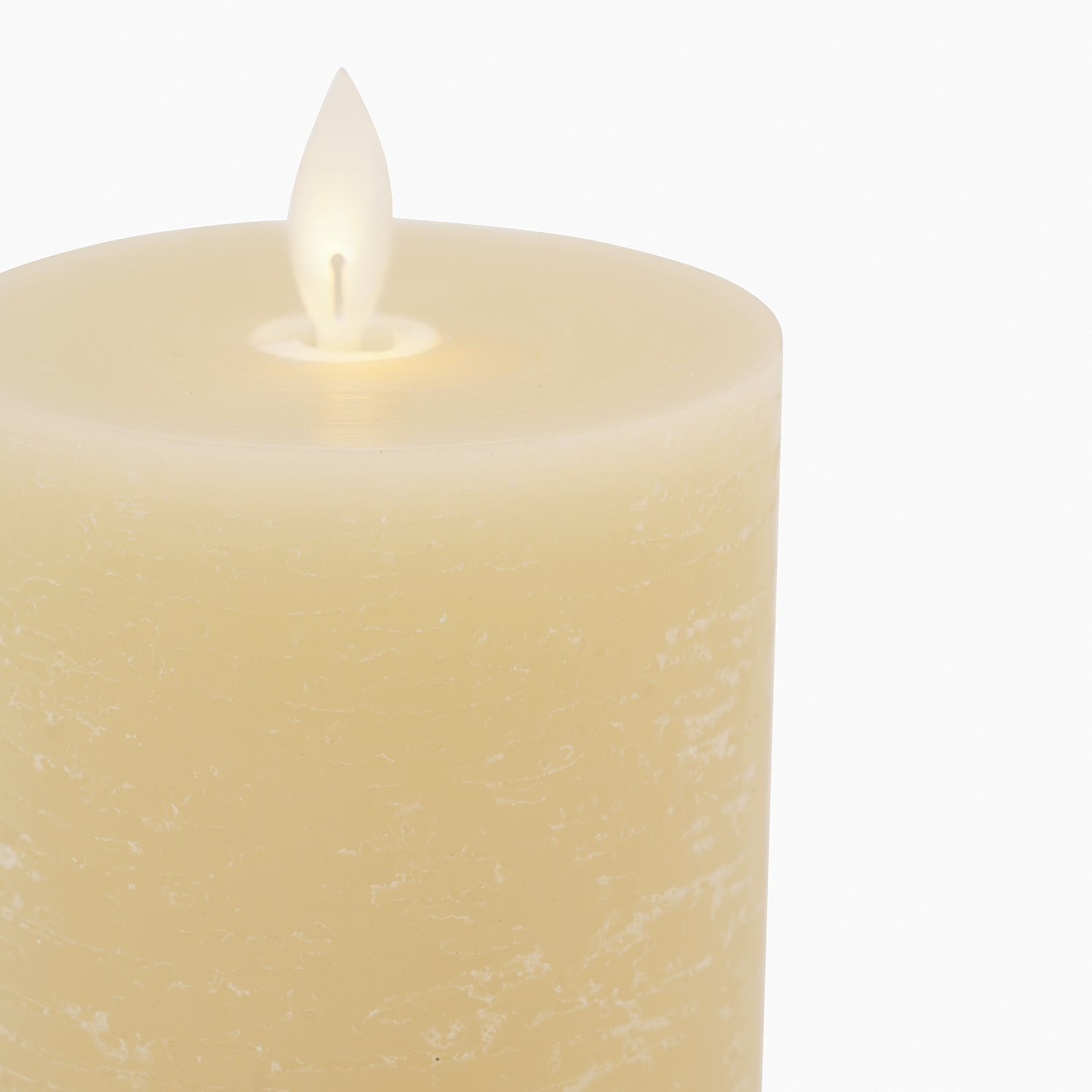 Beige LED Flickering Flame Wax Candle - Large