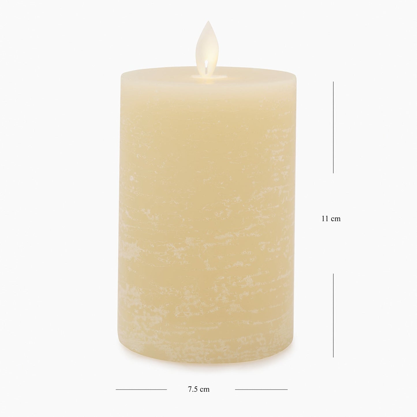 Beige LED Flickering Flame Wax Candle - Large