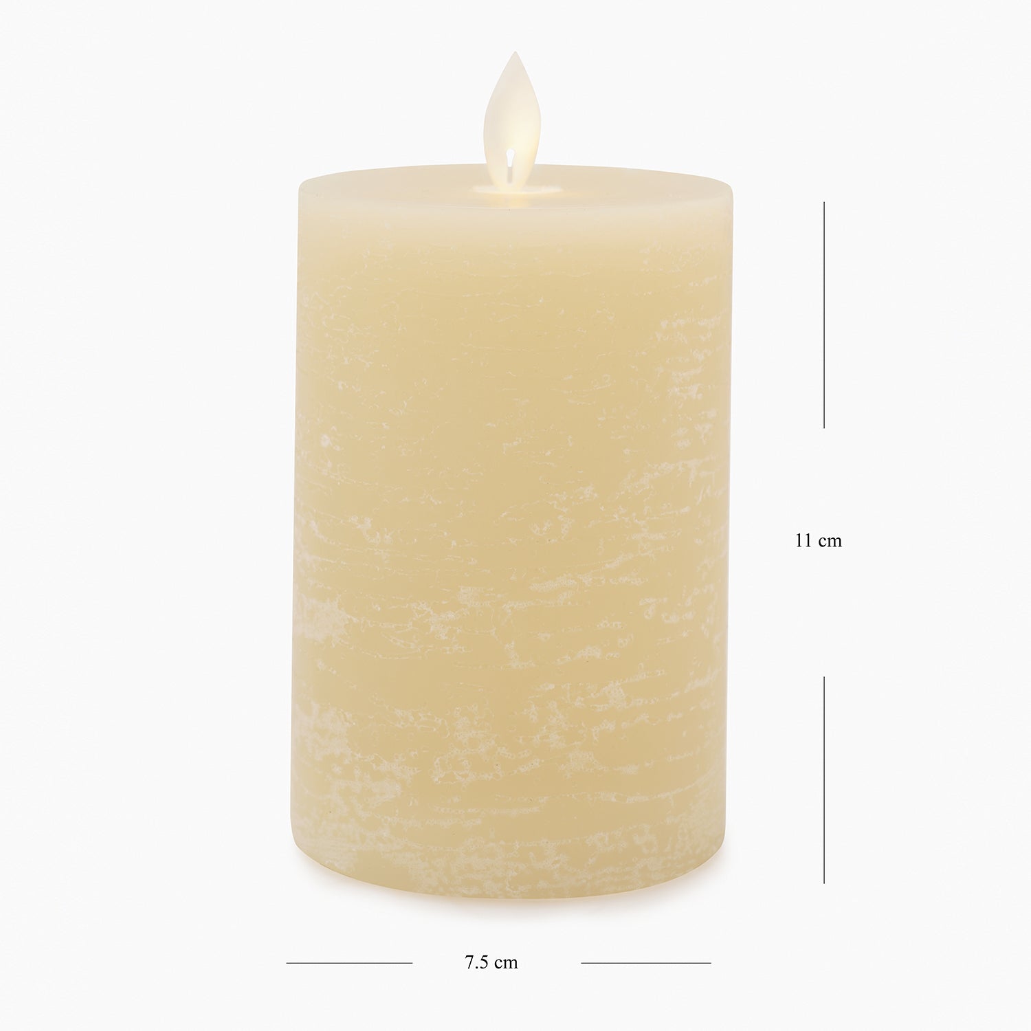 Beige LED Flickering Flame Wax Candle - Large