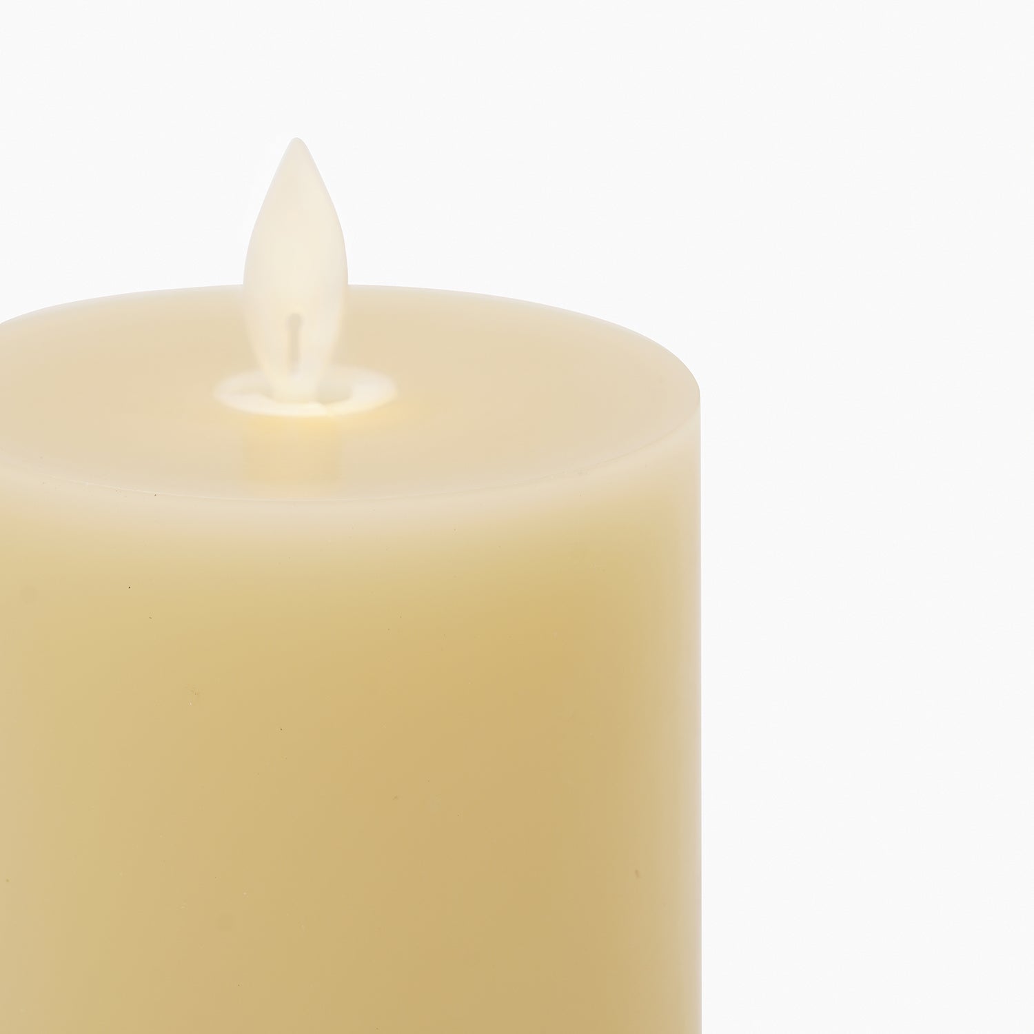 Beige LED Flickering Flame Wax Candle - Small