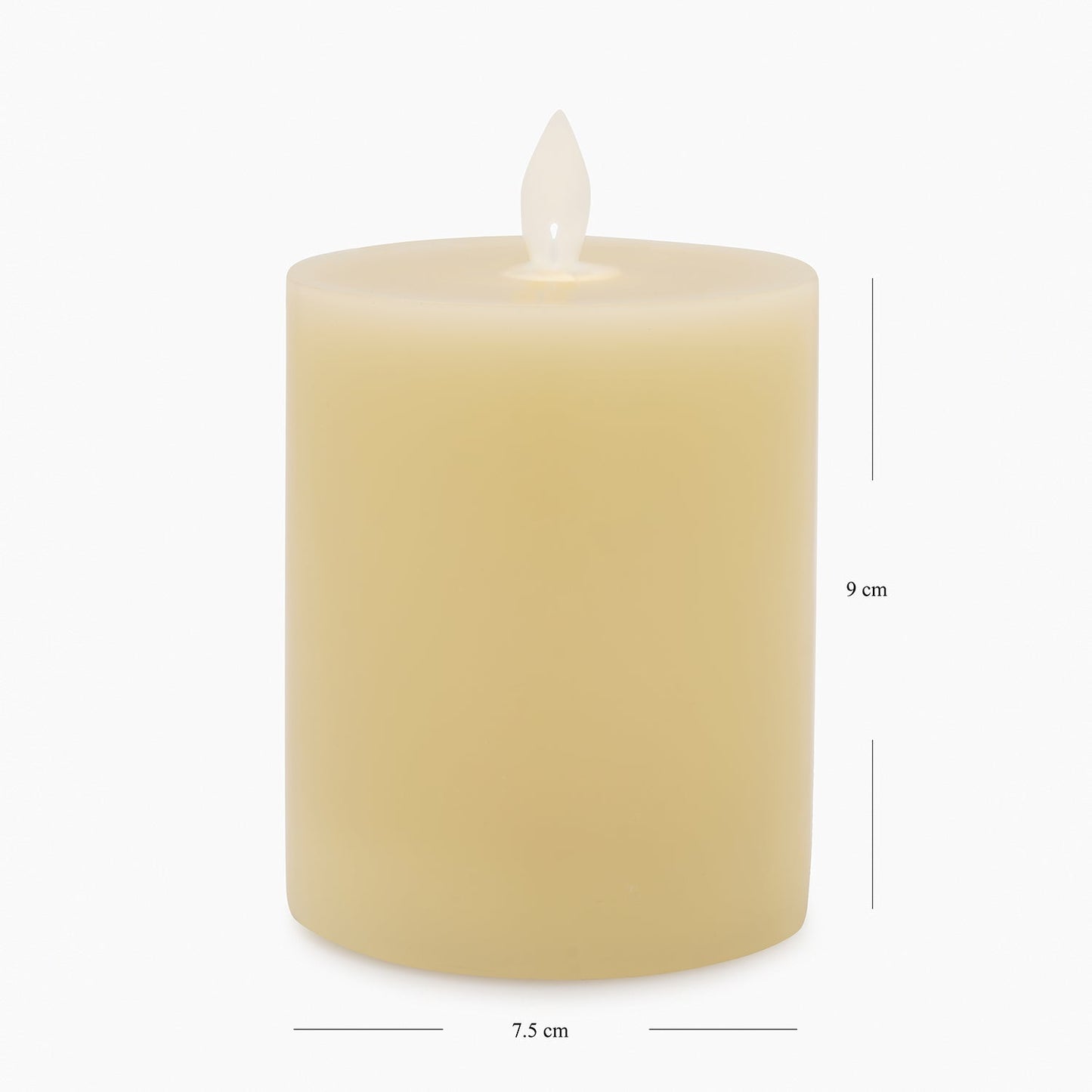 Beige LED Flickering Flame Wax Candle - Small
