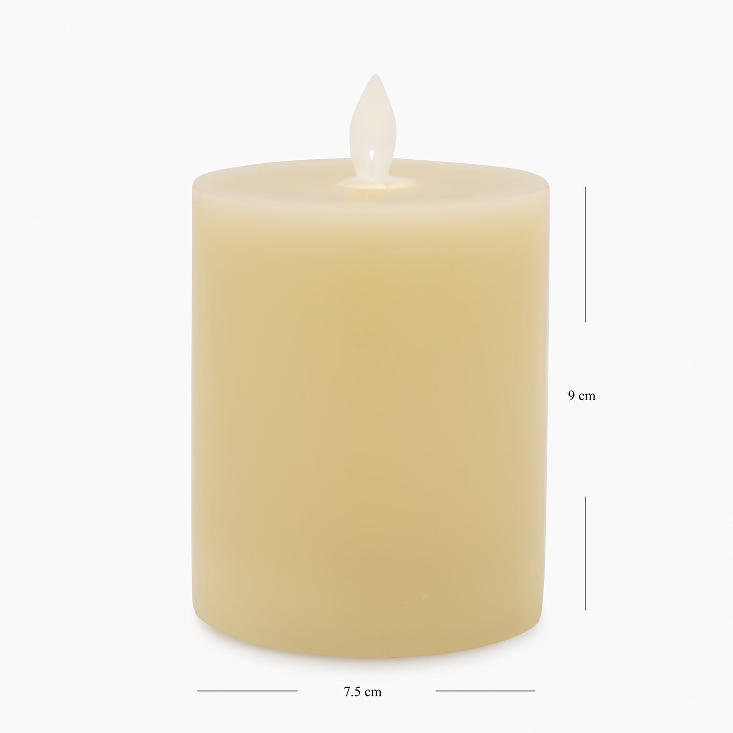 Beige LED Flickering Flame Wax Candle - Small