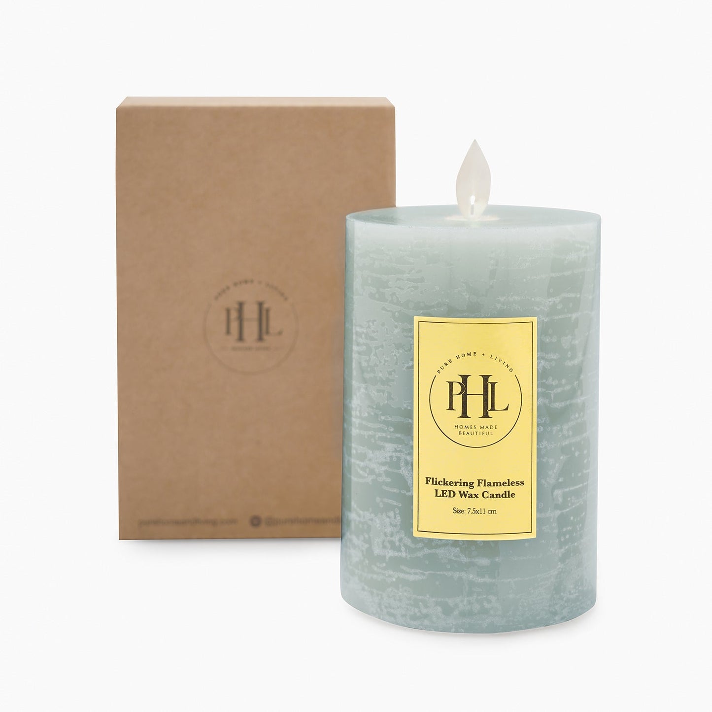 Blue LED Flickering Flame Wax Candle - Large