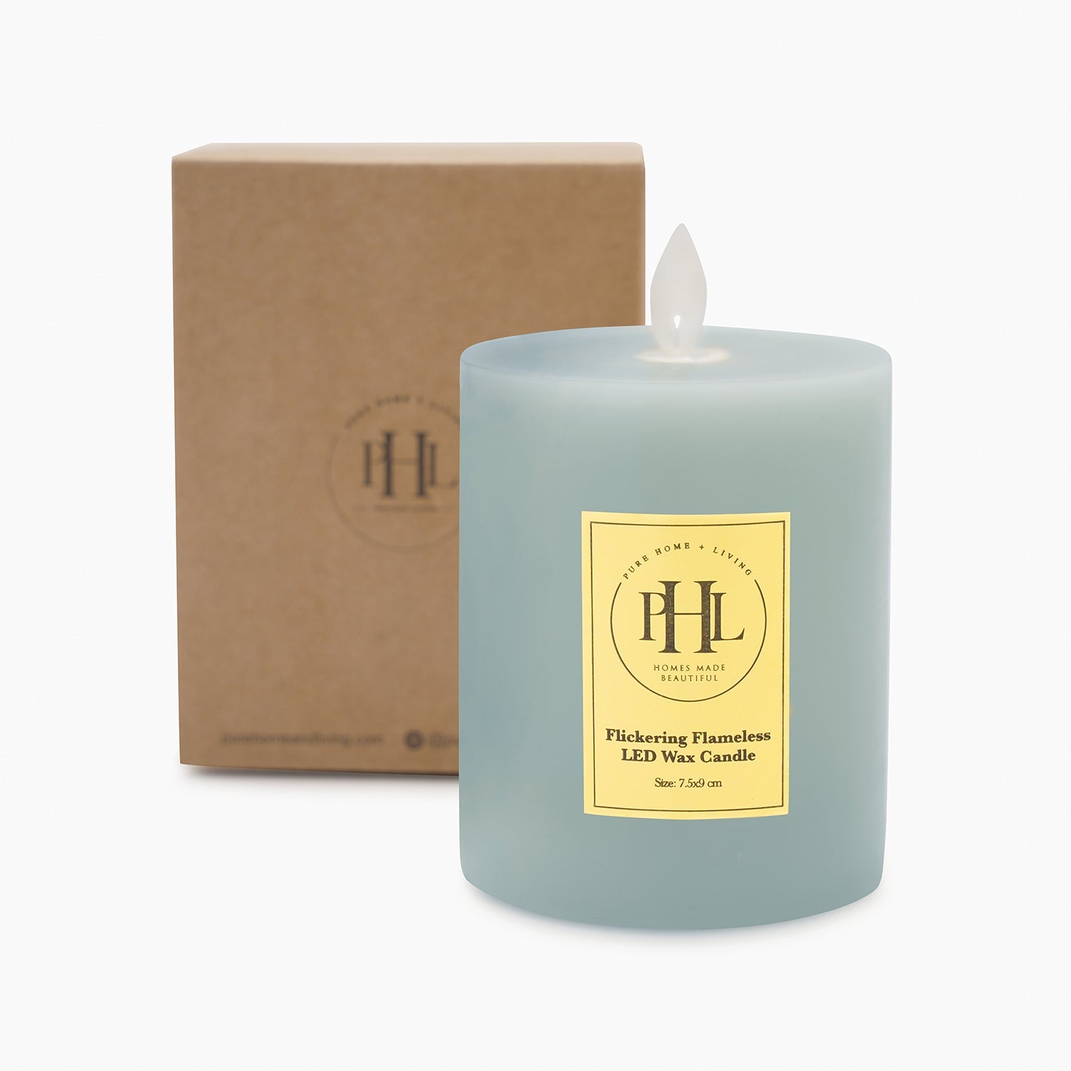 Blue LED Flickering Flame Wax Candle - Small