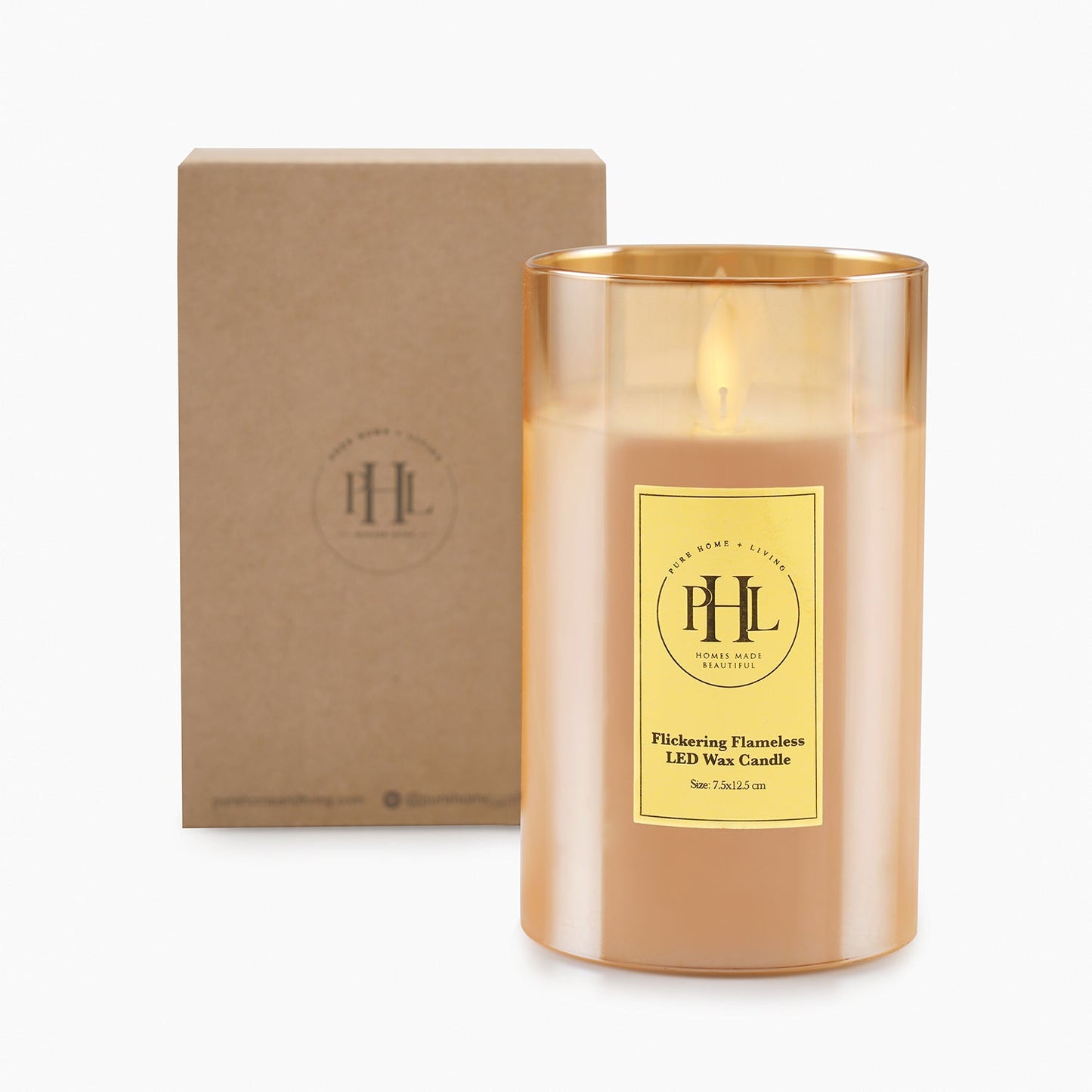 Amber LED Flickering Flame Candle - Large