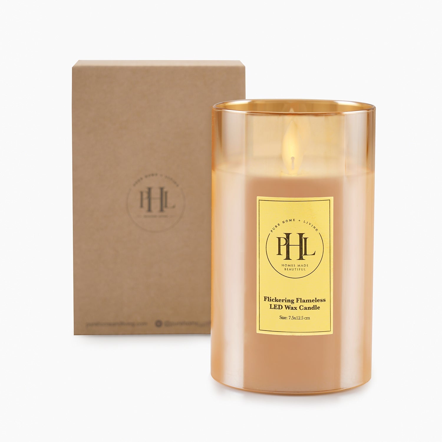 Amber LED Flickering Flame Candle - Large