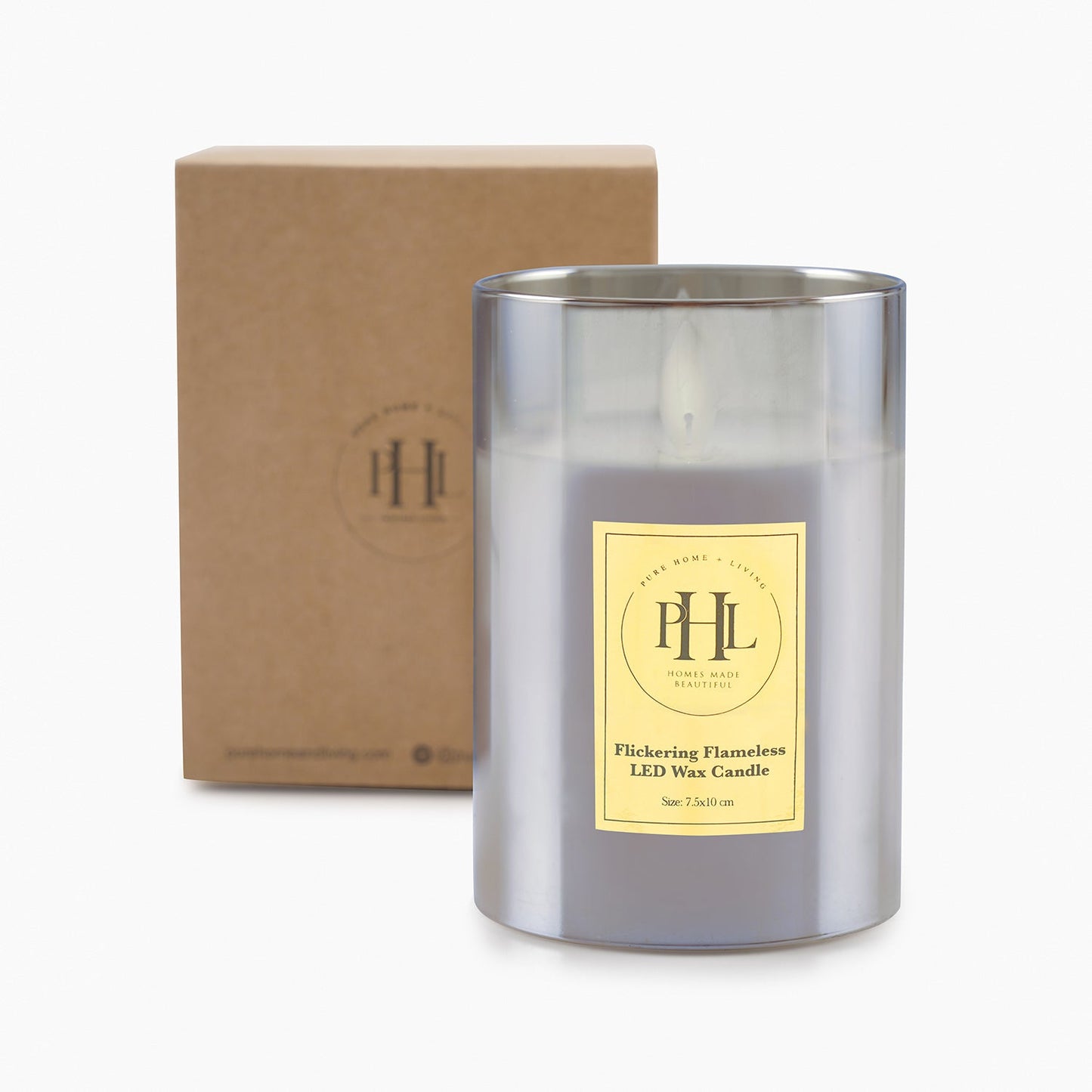Grey LED Flickering Flame Candle - Small
