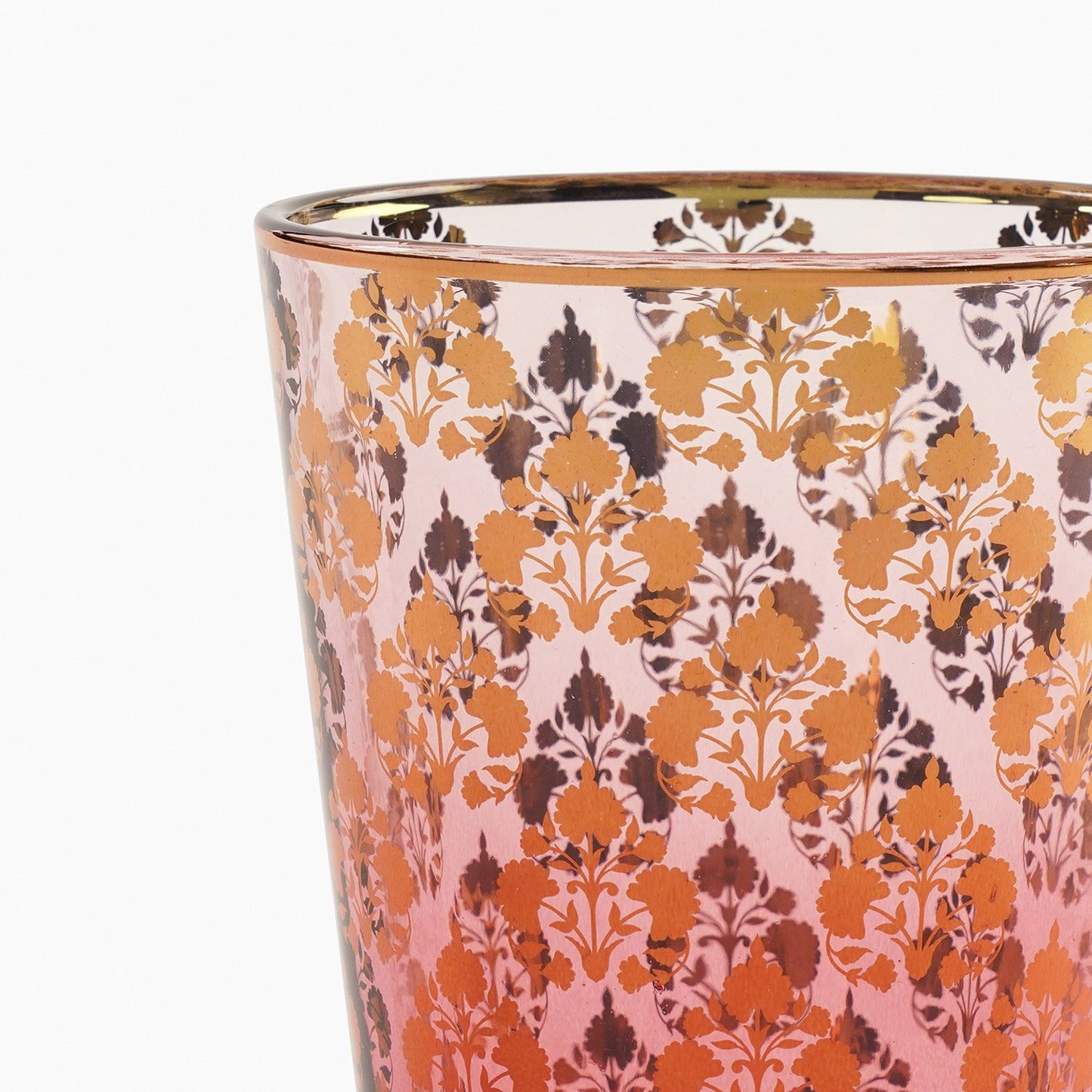 Set of 2 Red and Gold Overlay Drinking Glasses