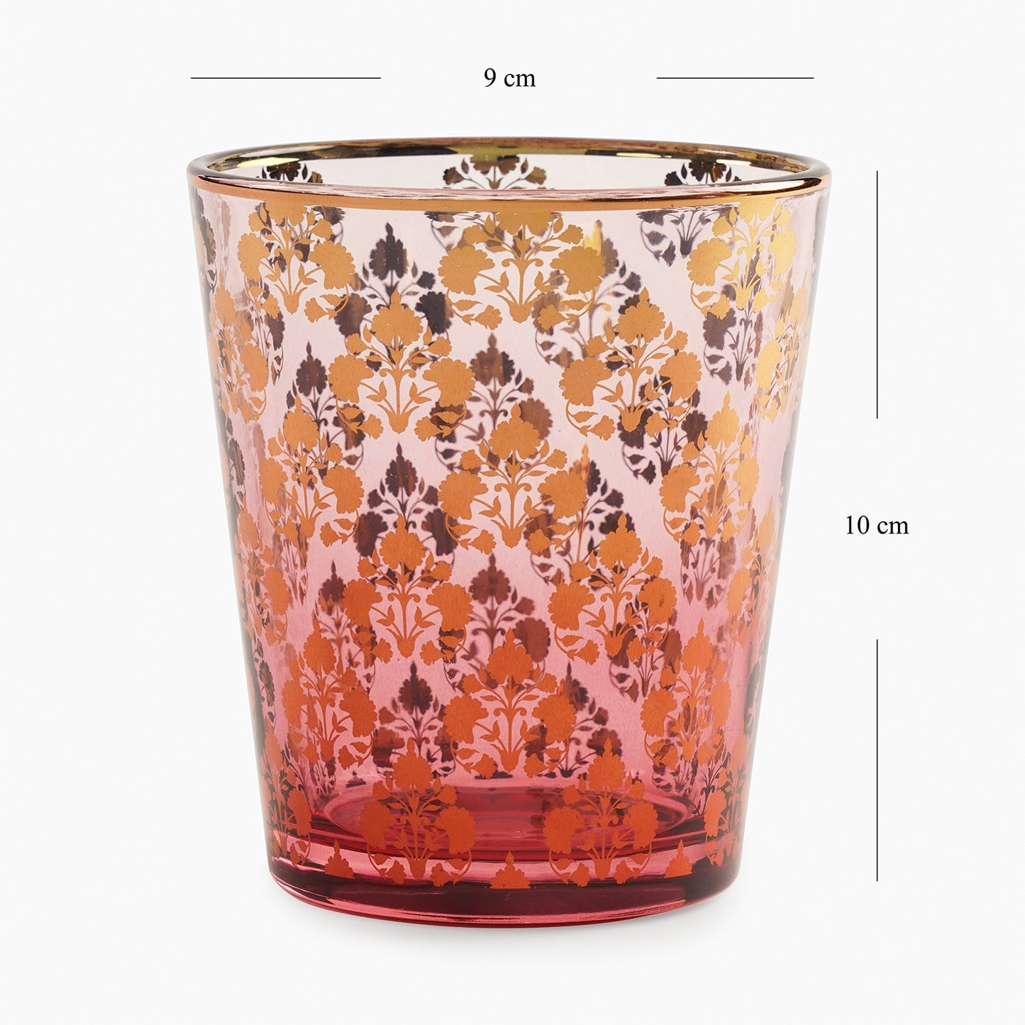 Set of 2 Red and Gold Overlay Drinking Glasses