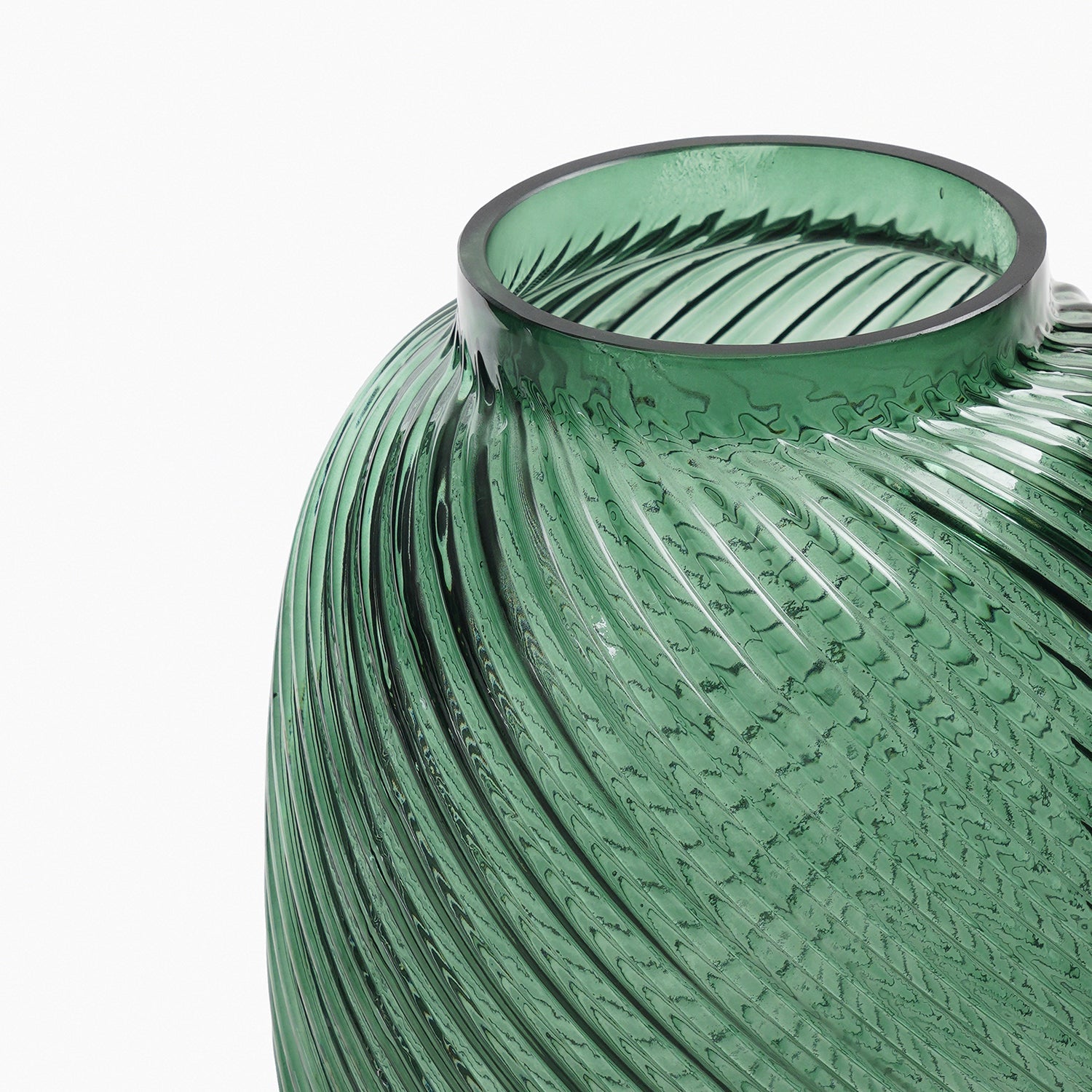 Green Swirl Textured Glass Vase - Small