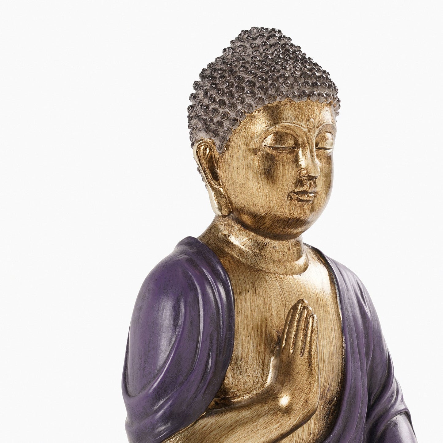 Purple Antique Finish Polyresin Buddha Figurine - Medium