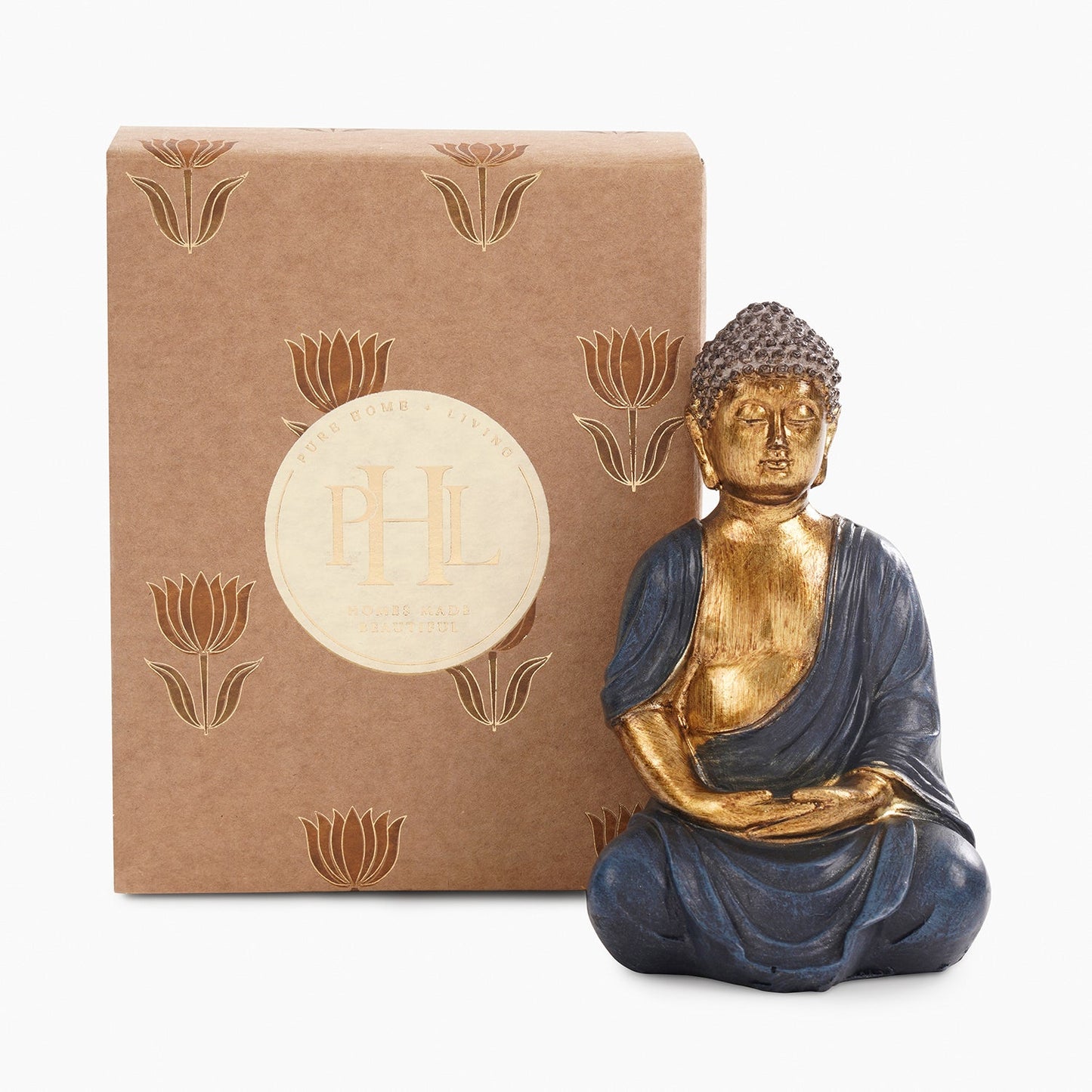 Blue Antique Finish Polyresin Buddha Figurine - Small