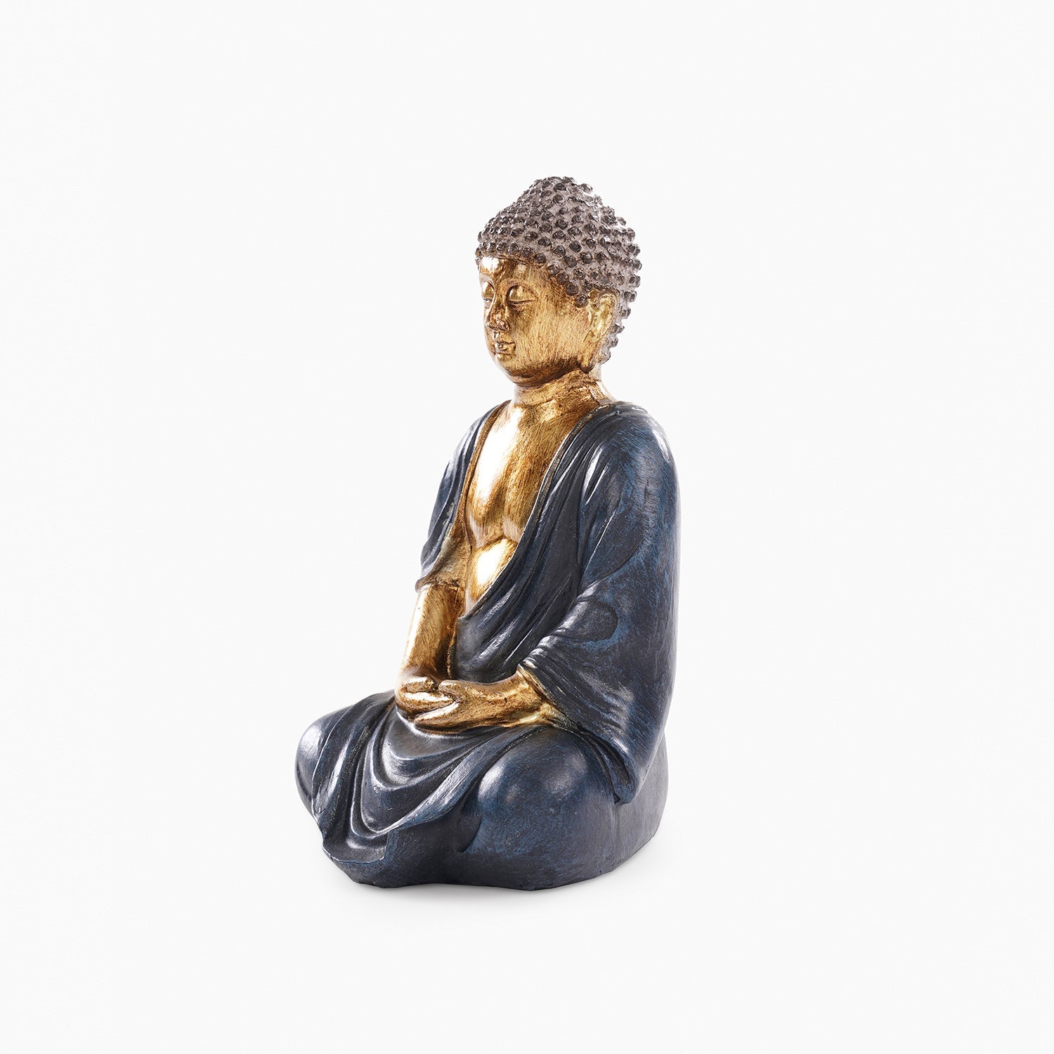 Blue Antique Finish Polyresin Buddha Figurine - Small