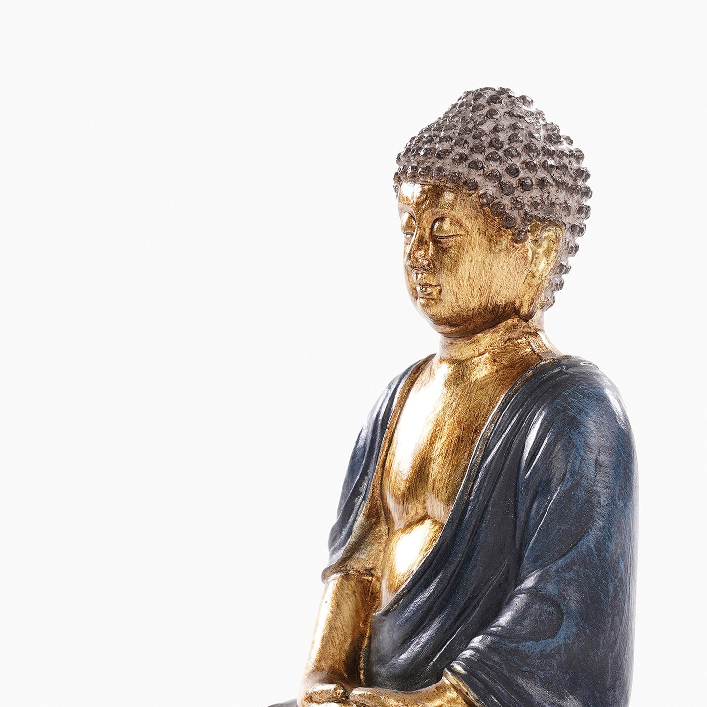 Blue Antique Finish Polyresin Buddha Figurine - Small