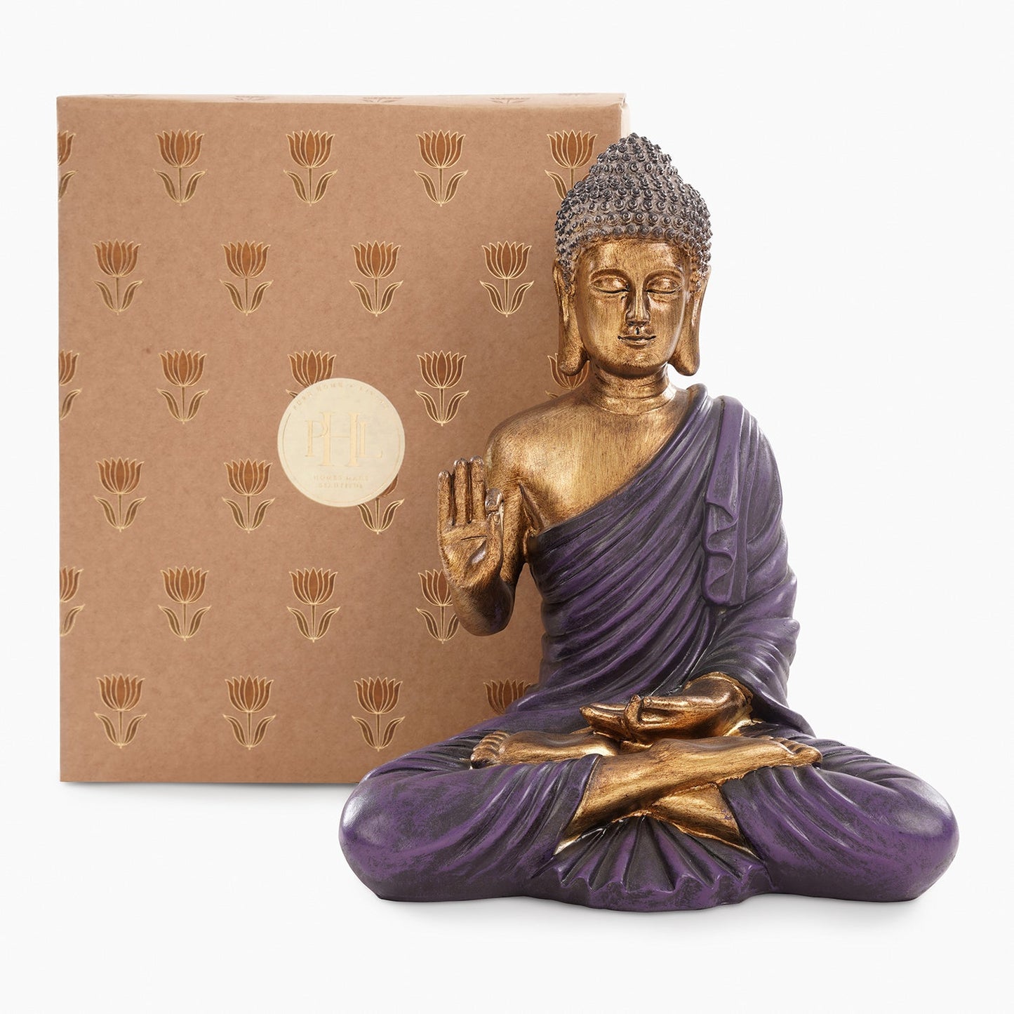Purple Antique Finish Polyresin Buddha Figurine - Large