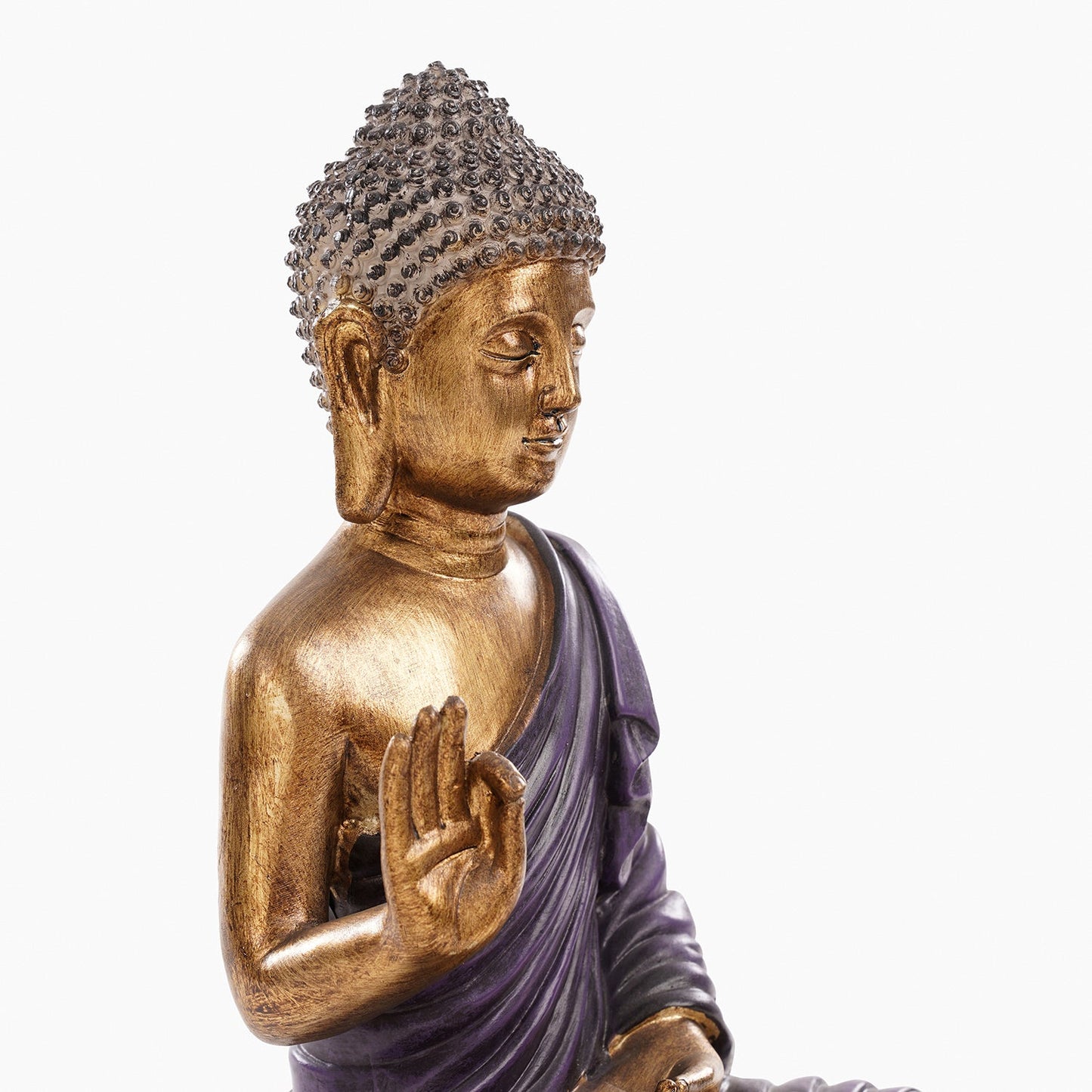 Purple Antique Finish Polyresin Buddha Figurine - Large