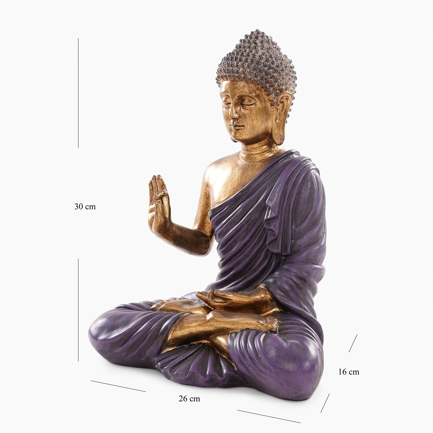 Purple Antique Finish Polyresin Buddha Figurine - Large