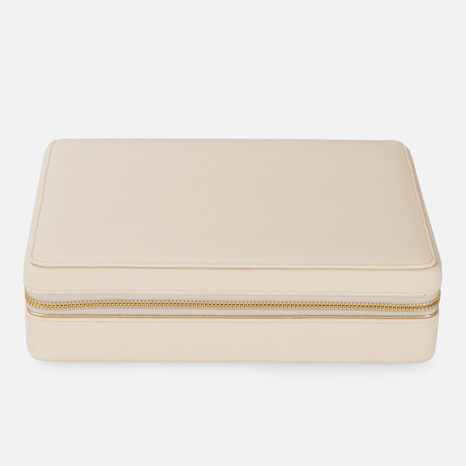 Cream Faux Leather Jewellery Box - Large