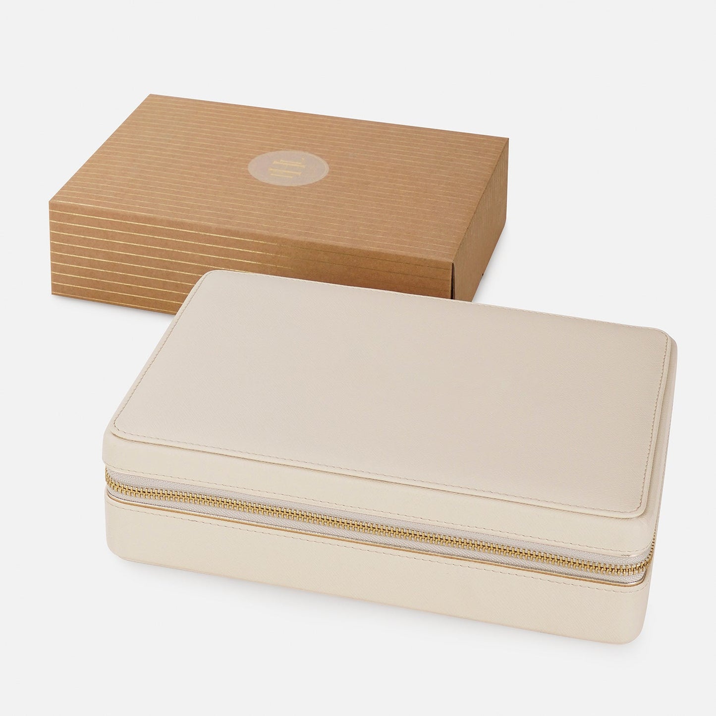 Cream Faux Leather Jewellery Box - Large