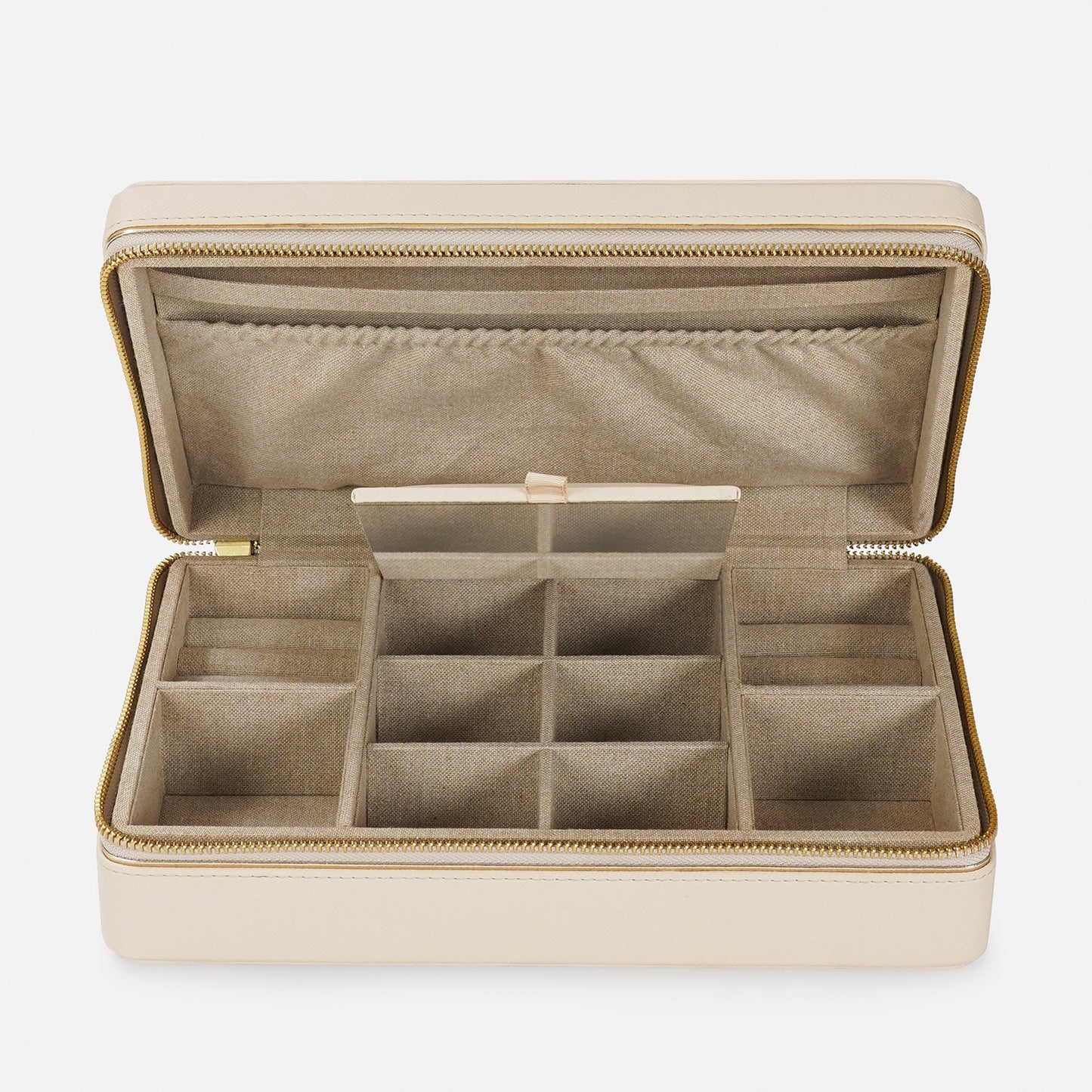 Cream Faux Leather Jewellery Box - Large