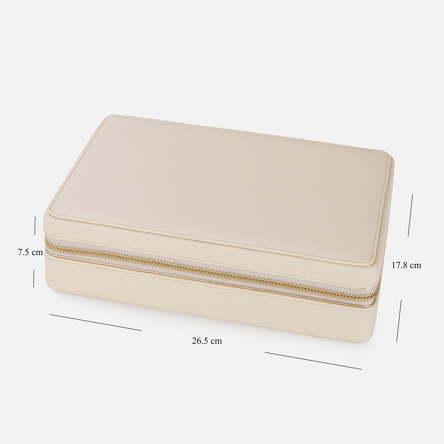 Cream Faux Leather Jewellery Box - Large