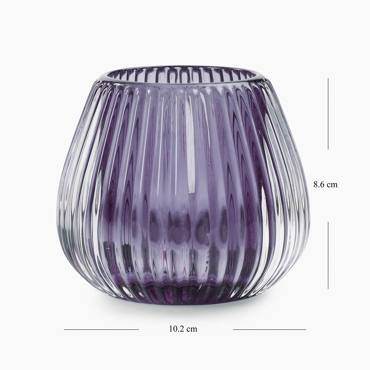 Purple Glass Ribbed Tealight Holder