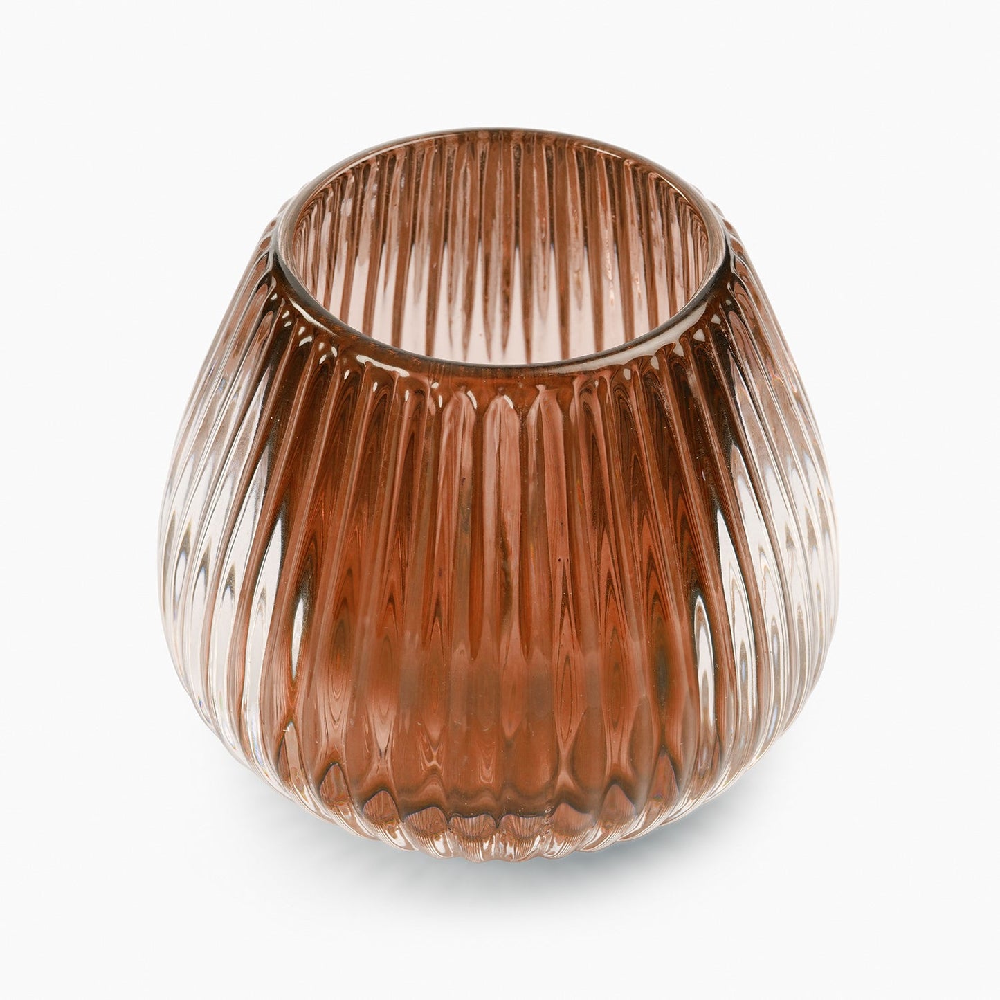 Light Amber Glass Ribbed Tealight Holder