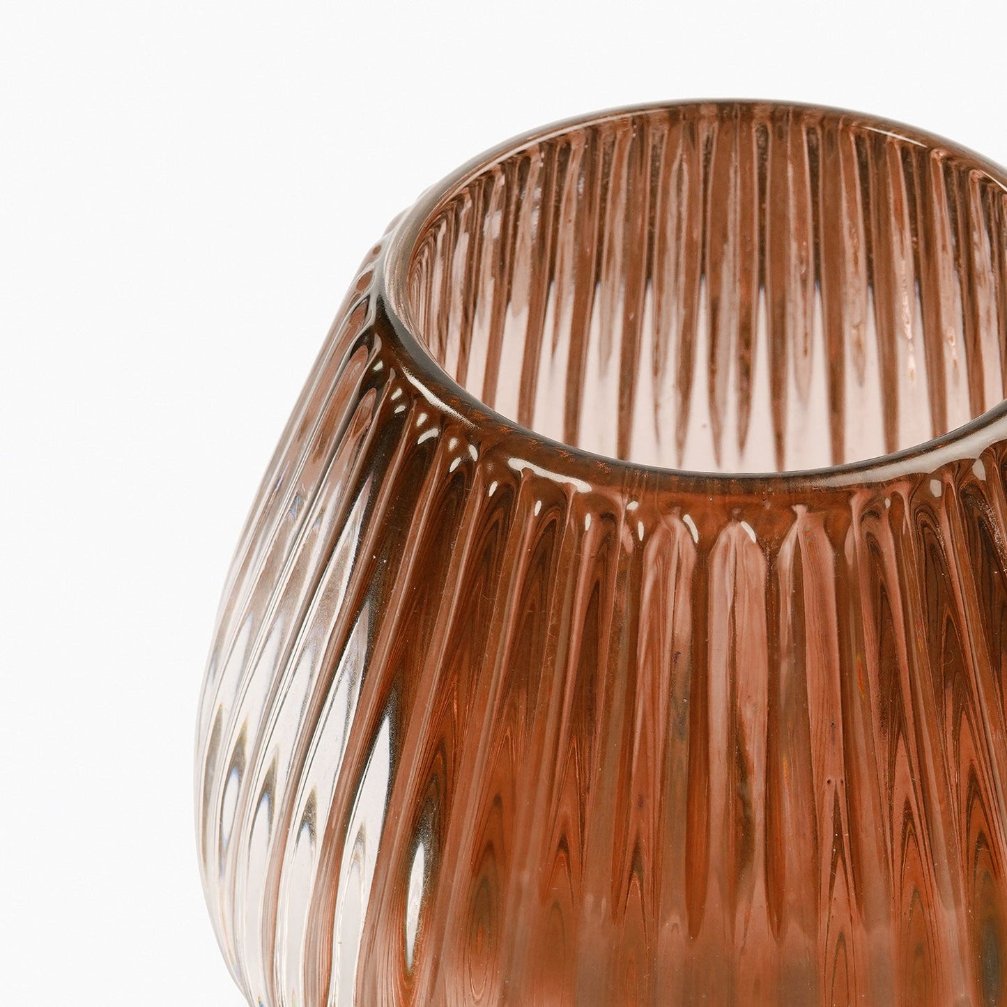 Light Amber Glass Ribbed Tealight Holder