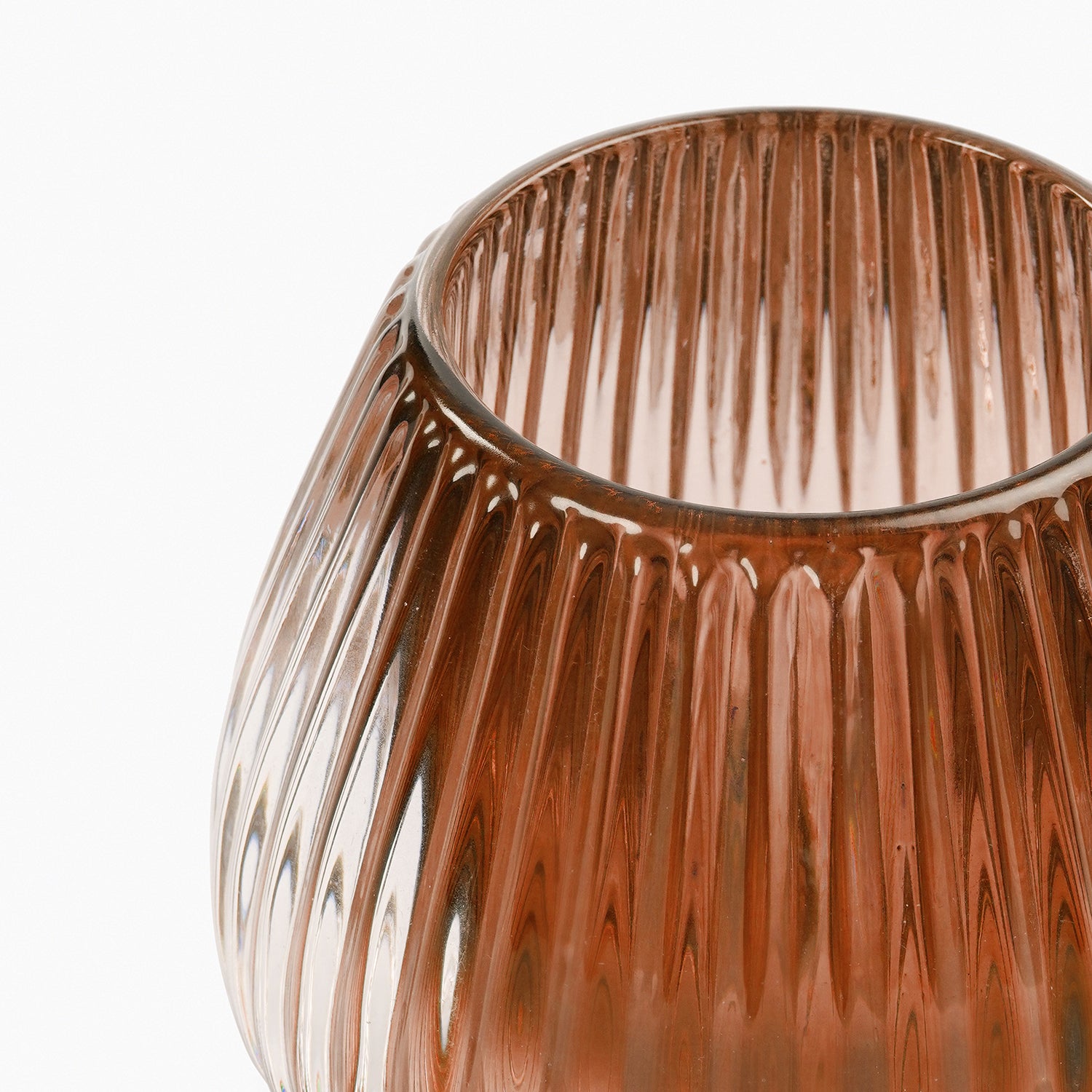 Light Amber Glass Ribbed Tealight Holder