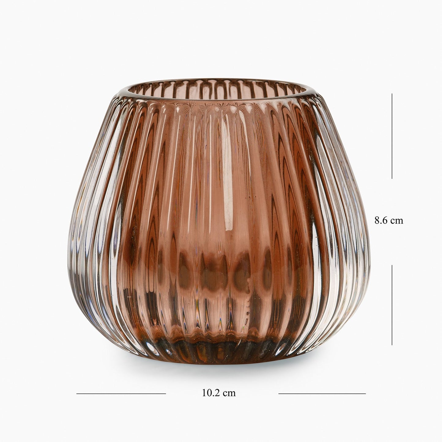 Light Amber Glass Ribbed Tealight Holder