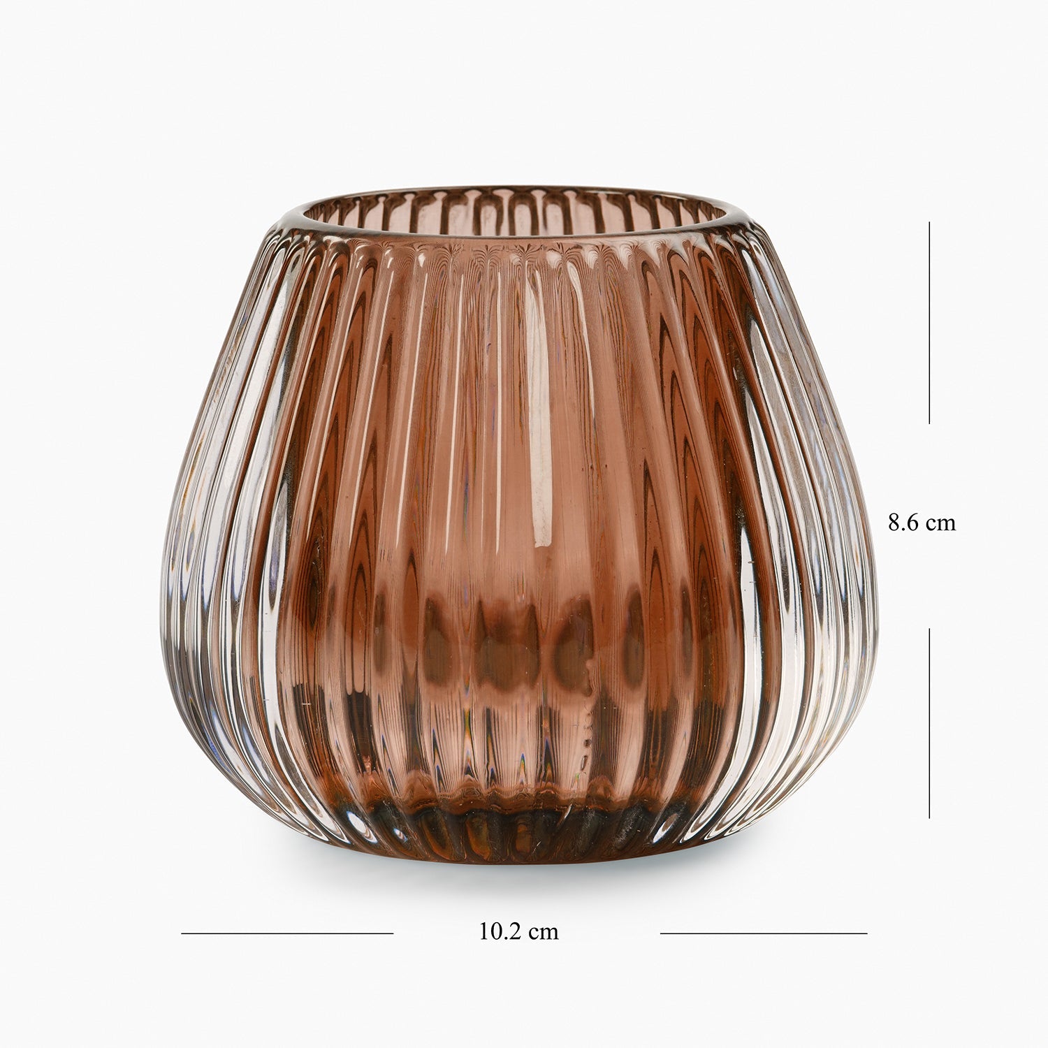 Light Amber Glass Ribbed Tealight Holder