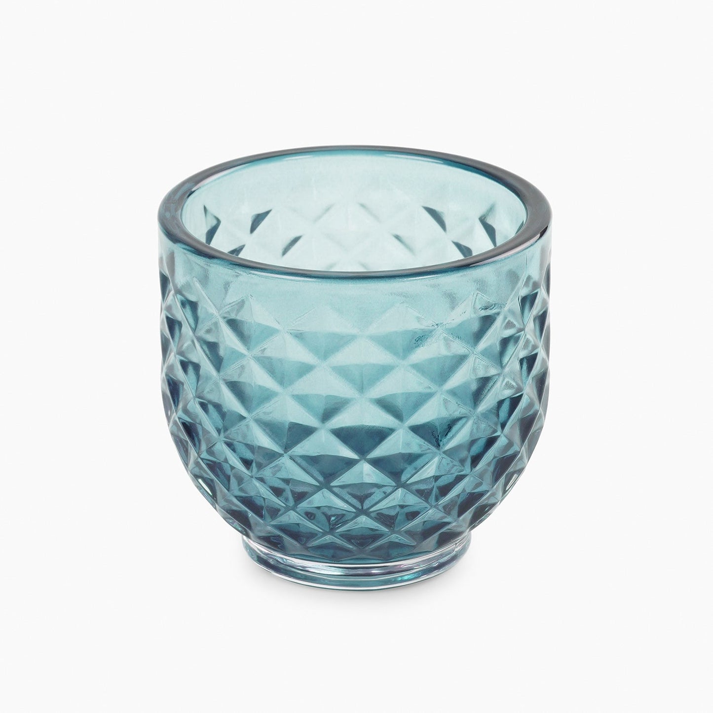 Set of 4 Teal Diamond Cut Tealight Holders