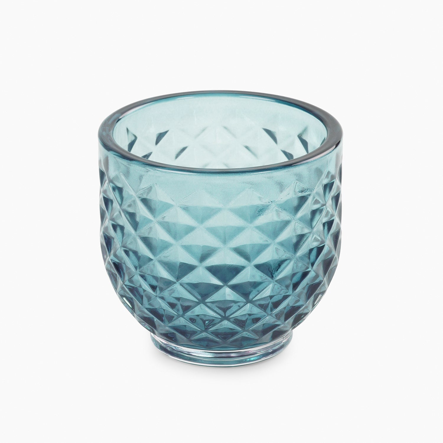 Set of 4 Teal Diamond Cut Tealight Holders