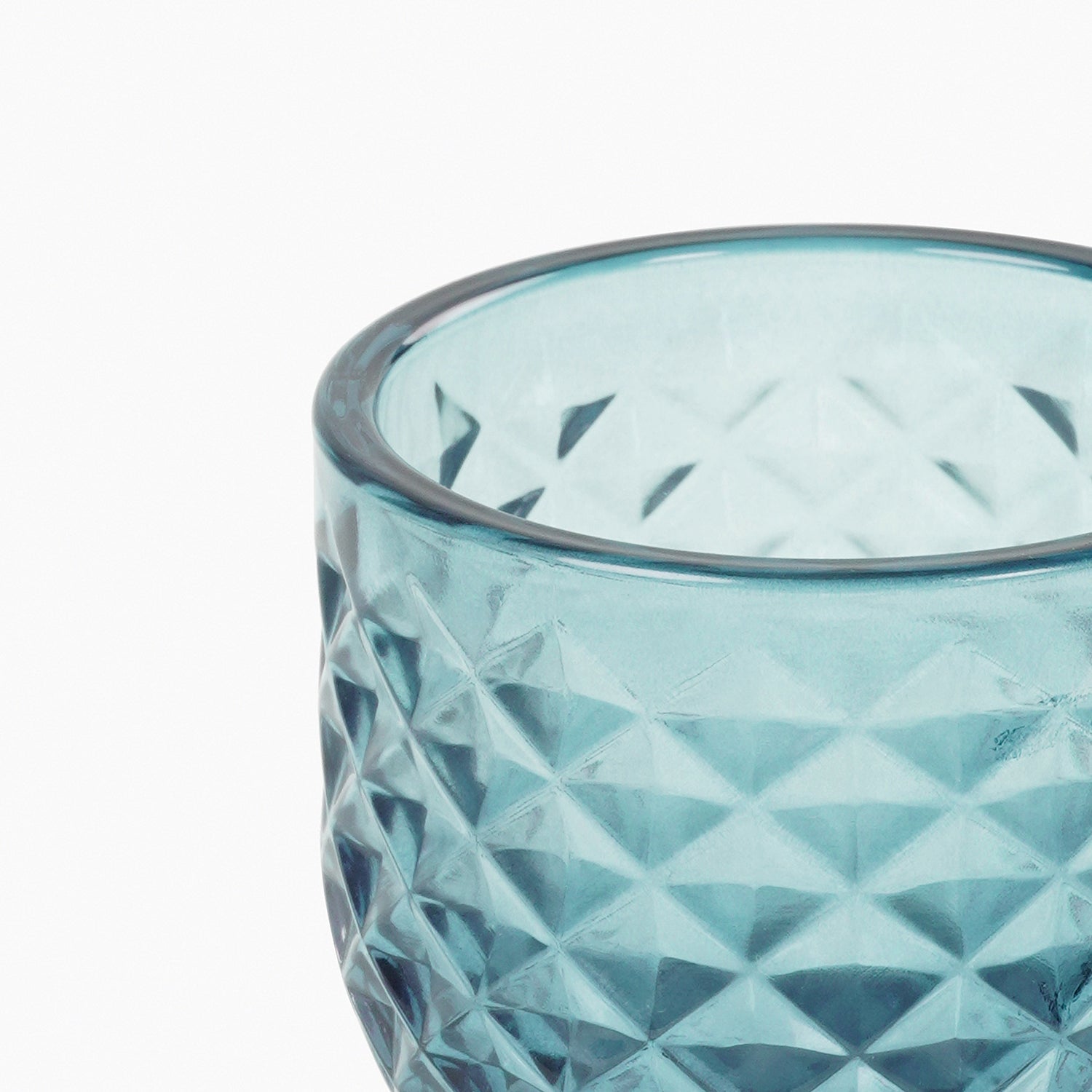 Set of 4 Teal Diamond Cut Tealight Holders