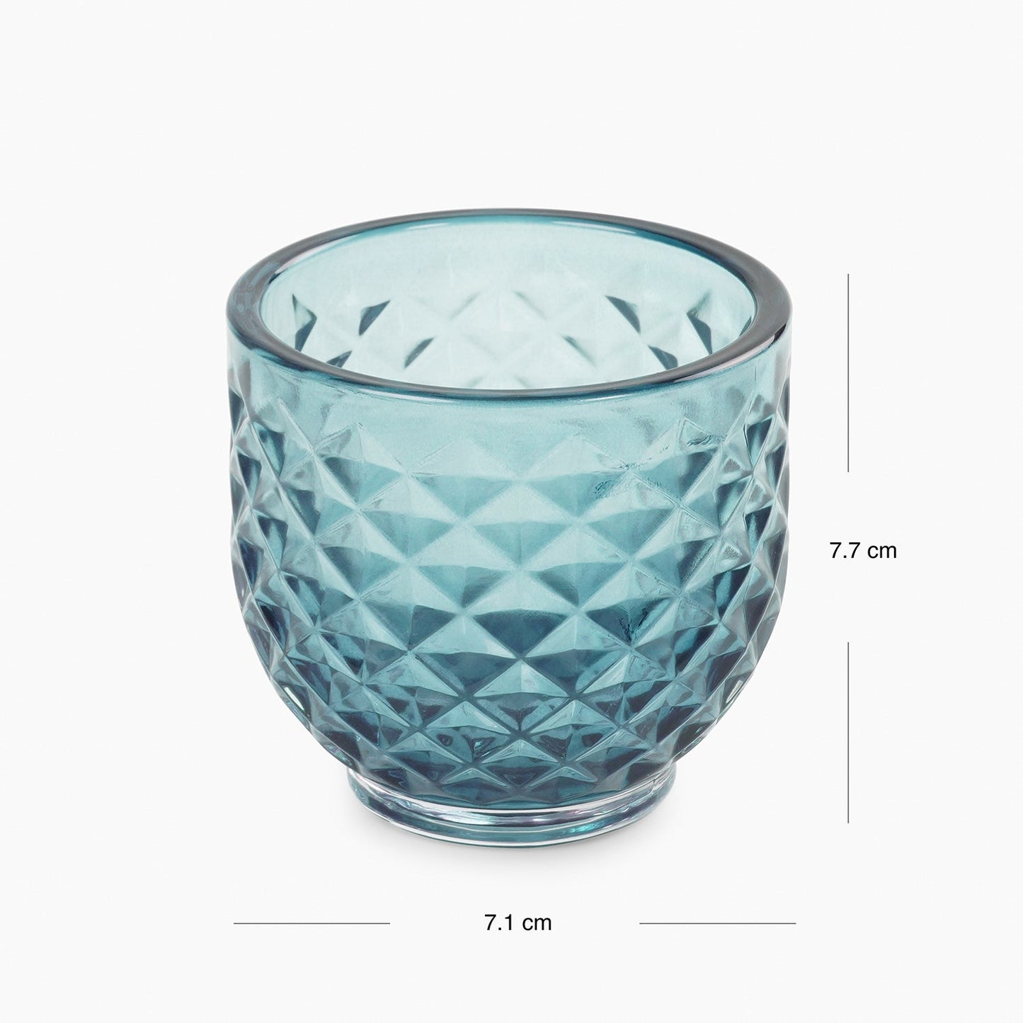 Set of 4 Teal Diamond Cut Tealight Holders