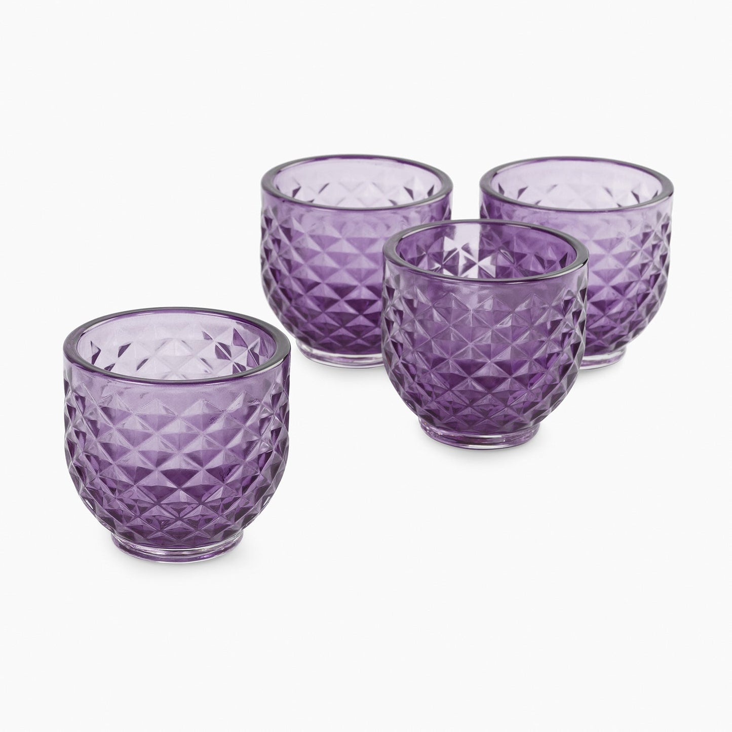 Set of 4 Purple Diamond Cut Tealight Holders