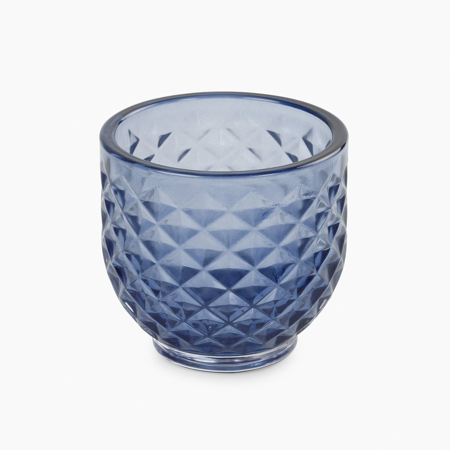 Set of 4 Blue Diamond Cut Tealight Holders