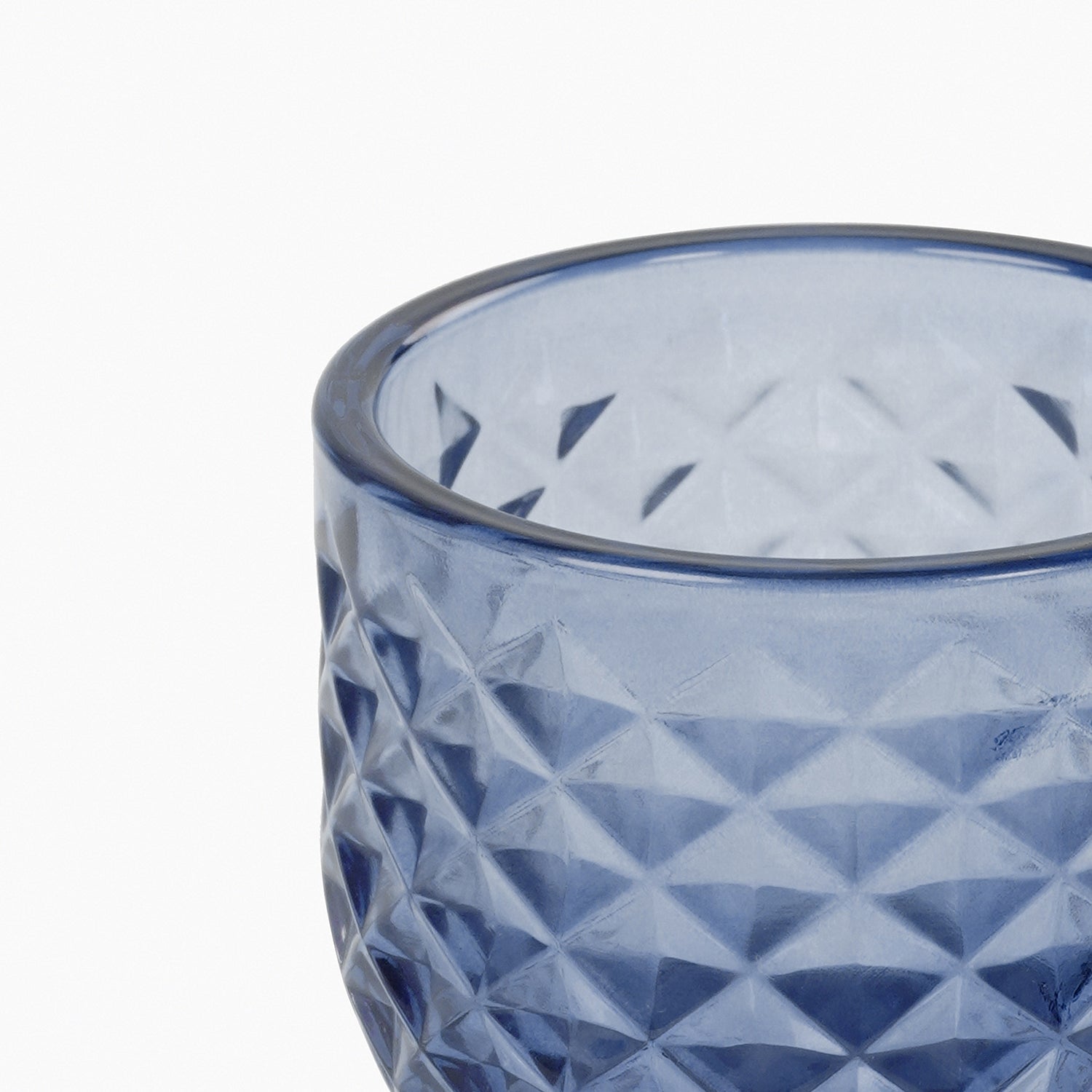 Set of 4 Blue Diamond Cut Tealight Holders