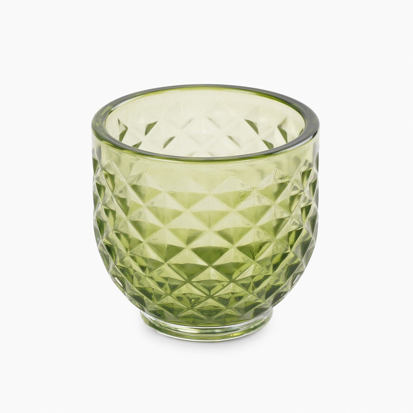 Set of 4 Green Diamond Cut Tealight Holders