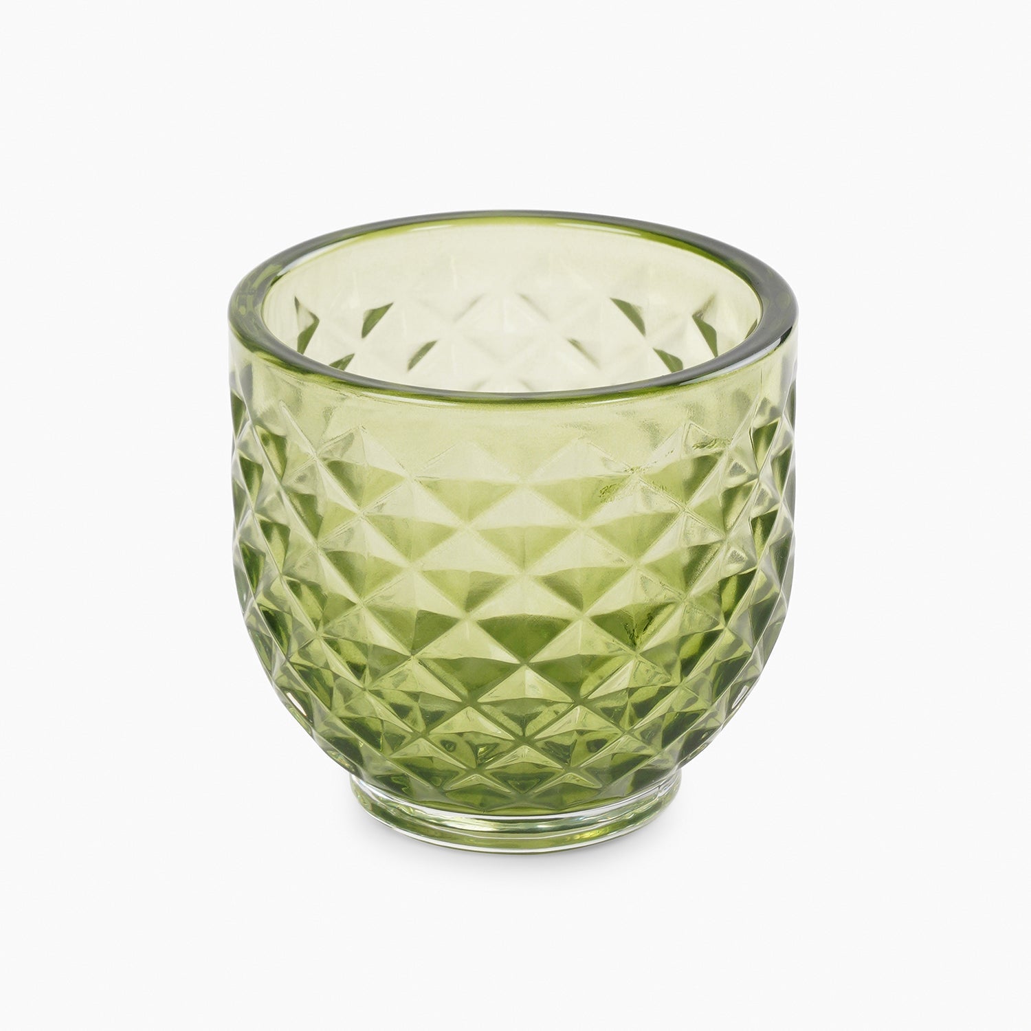 Set of 4 Green Diamond Cut Tealight Holders