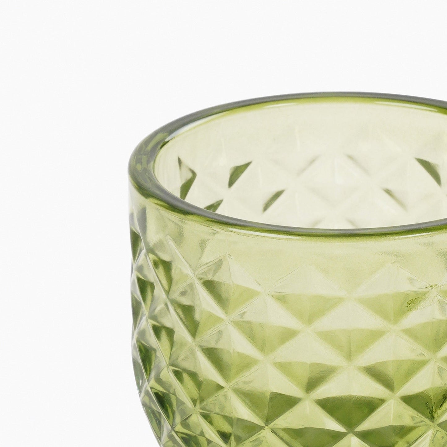 Set of 4 Green Diamond Cut Tealight Holders