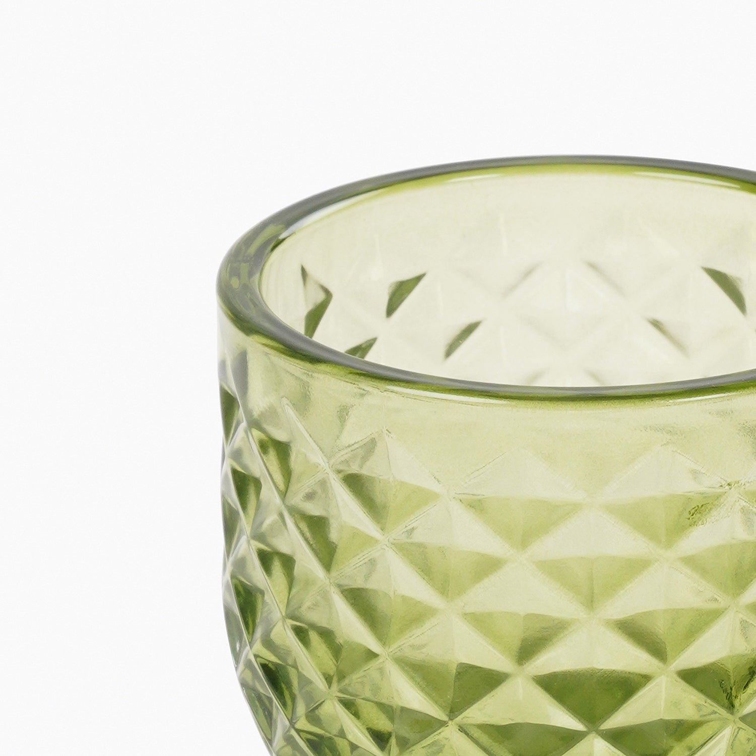 Set of 4 Green Diamond Cut Tealight Holders