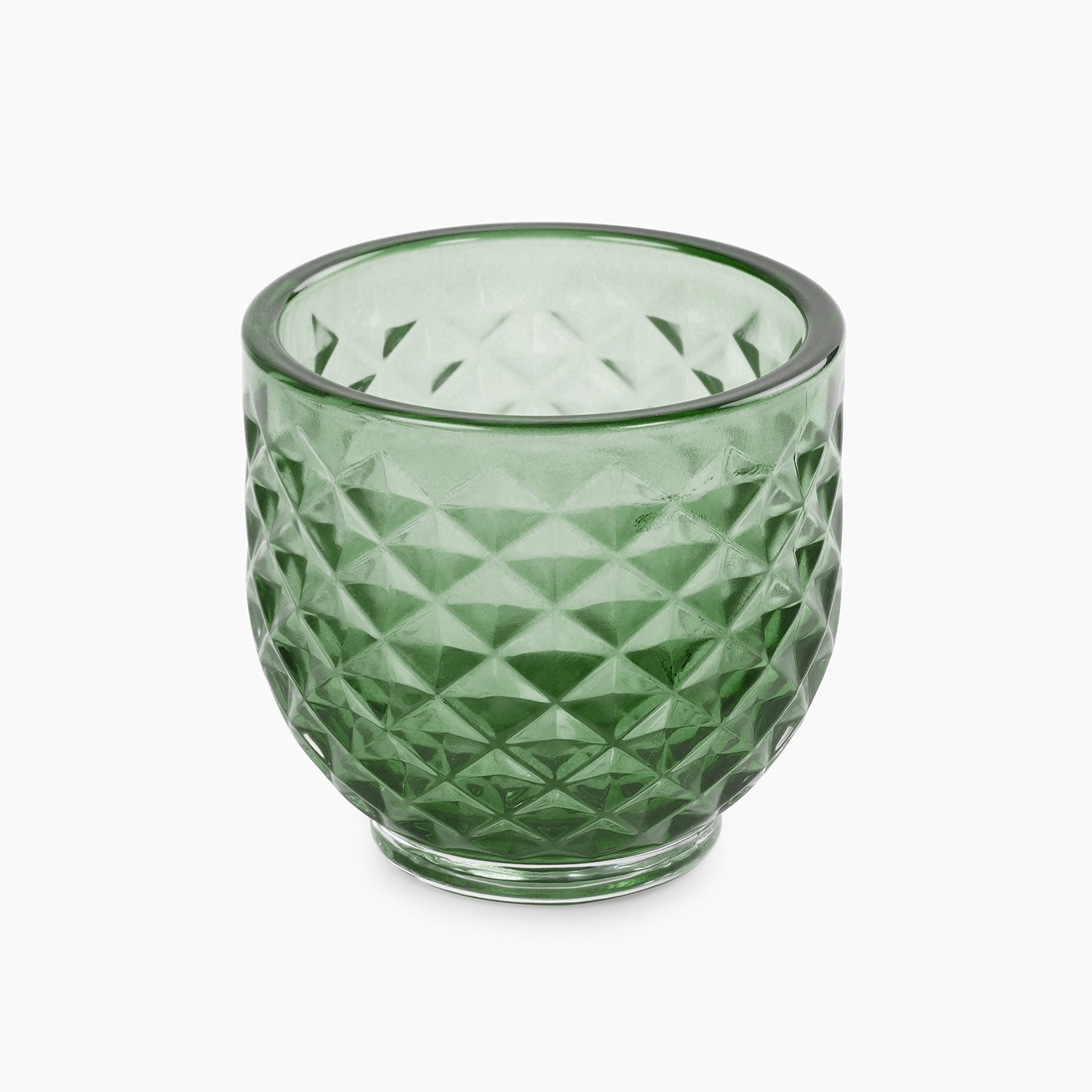 Set of 4 Dark Green Diamond Cut Tealight Holders