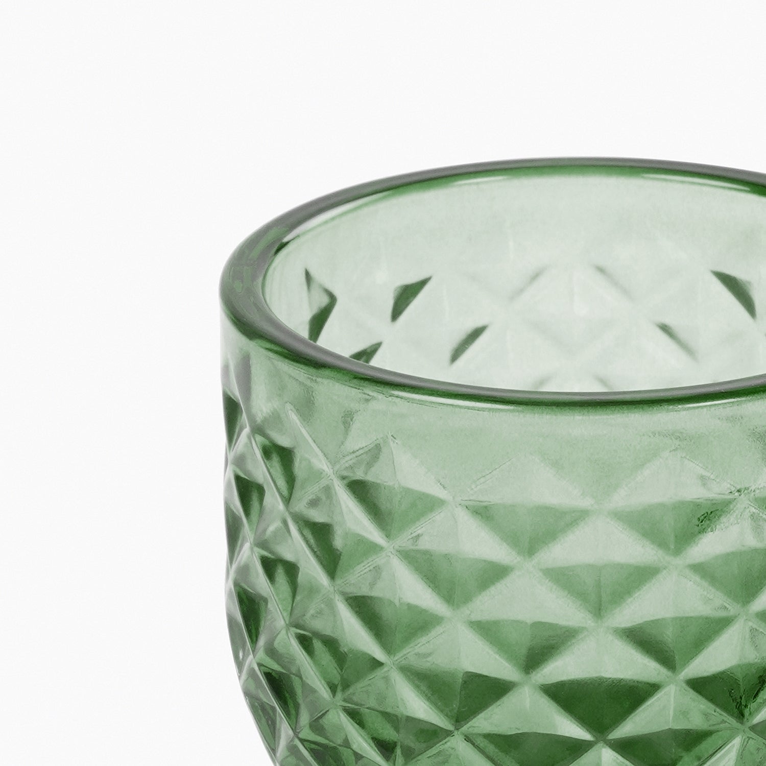 Set of 4 Dark Green Diamond Cut Tealight Holders