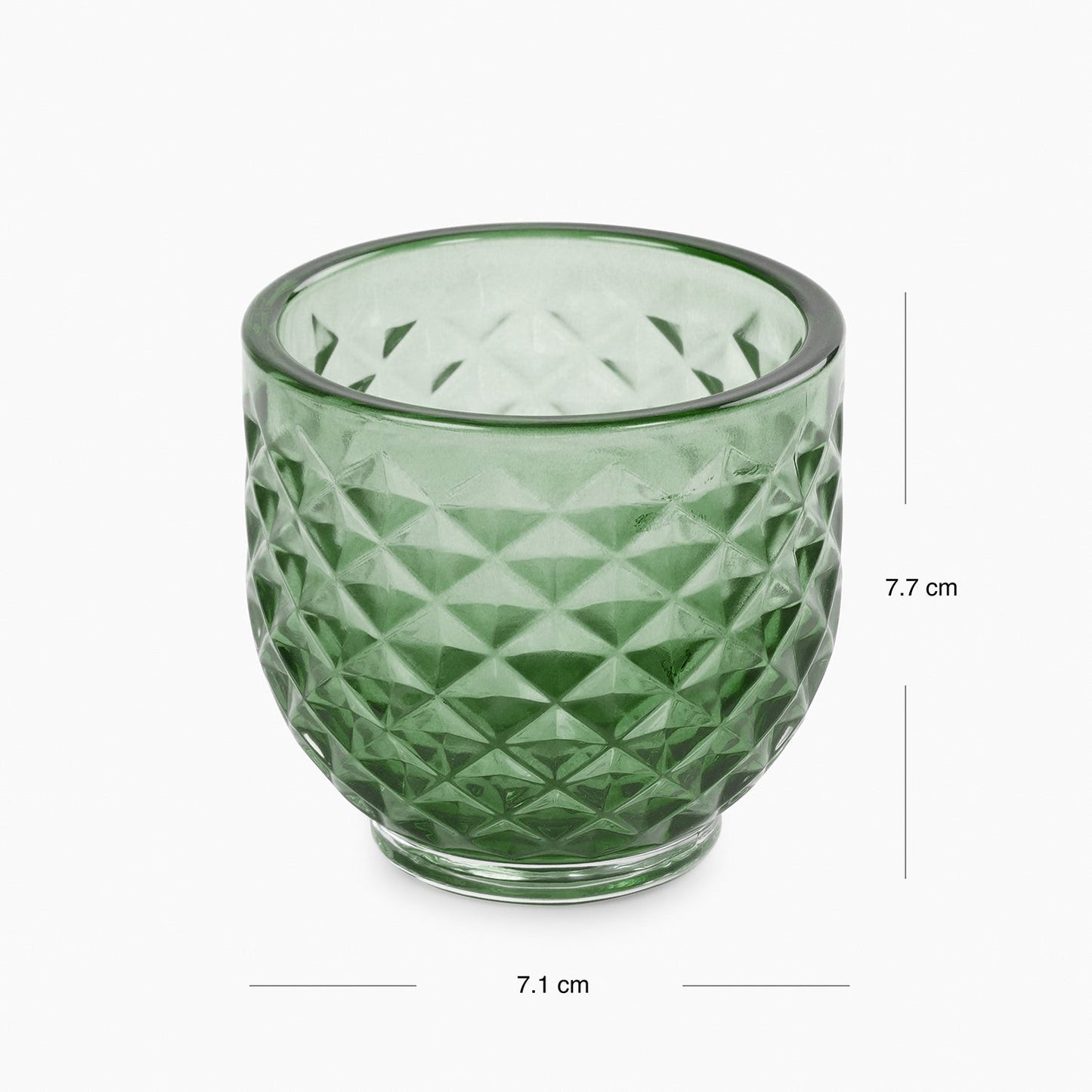 Set of 4 Dark Green Diamond Cut Tealight Holders